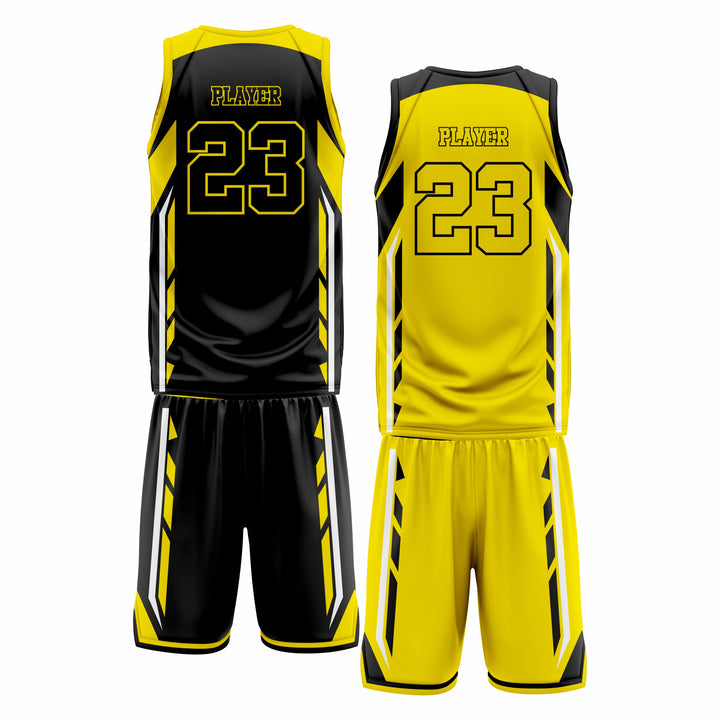 Custom Black Yellow Double Side Basketball Uniform Set | Sports Custom Uniform