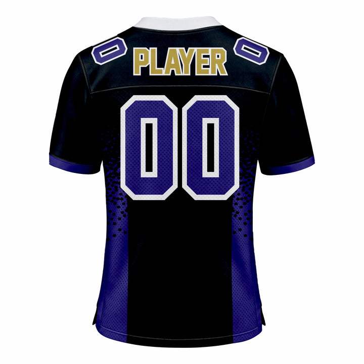Custom Black & Blue American Football Fan Jersey