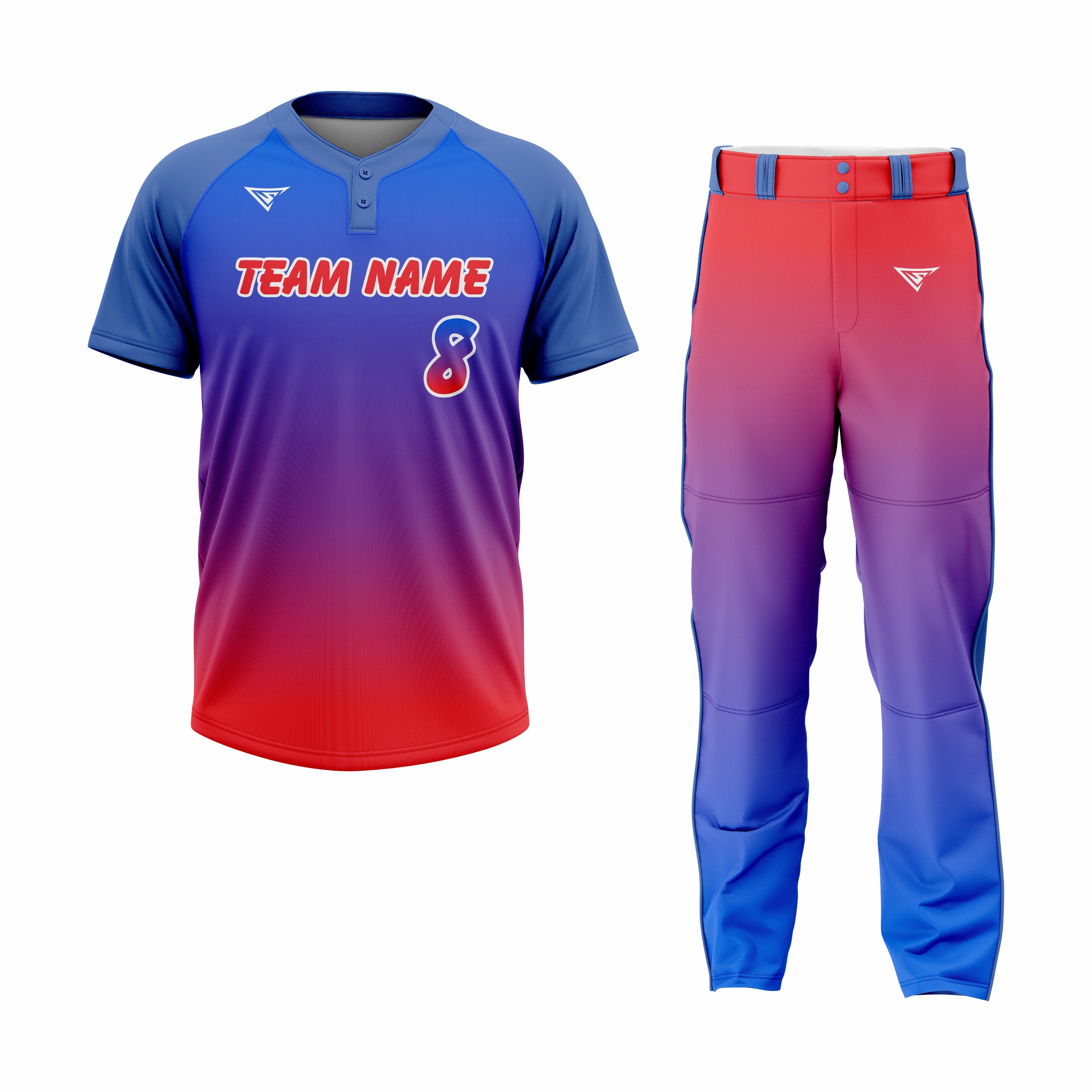 CUSTOM BLUE RED BASEBALL UNIFORM