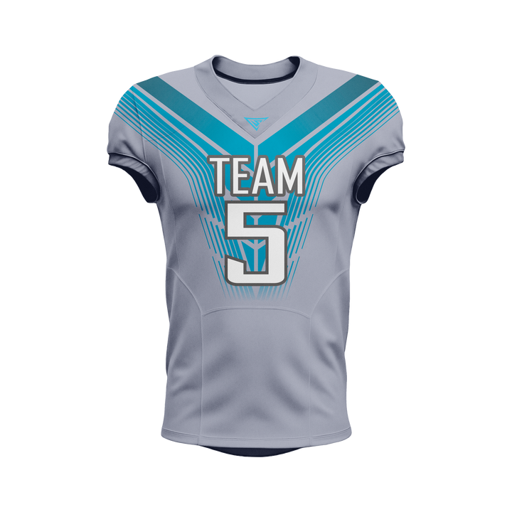 Custom Grey & Cyan American Football Jersey