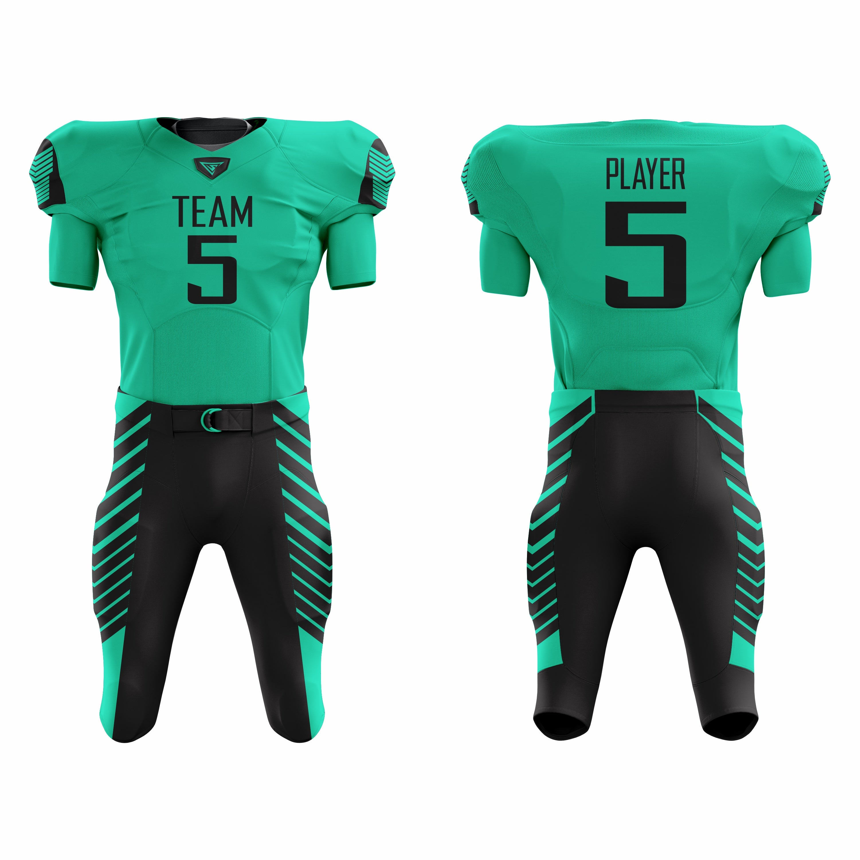 CUSTOM BLACK CYAN AMERICAN FOOTBALL UNIFORM