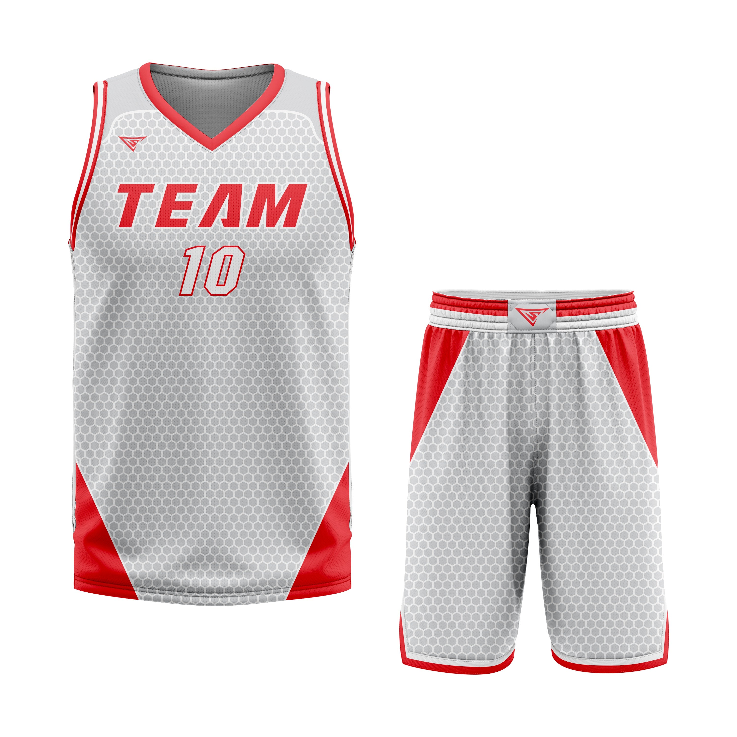 CUSTOM GREY RED BASKETBALL UNIFORM