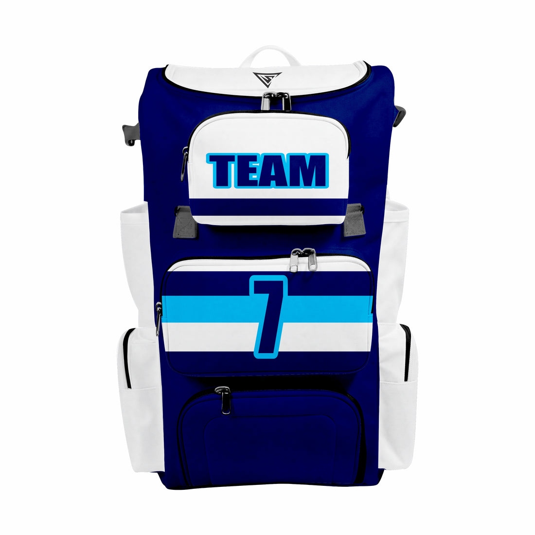 CUSTOM DARK BLUE & WHITE ELITE BASEBALL/SOFTBALL BACKPACKS