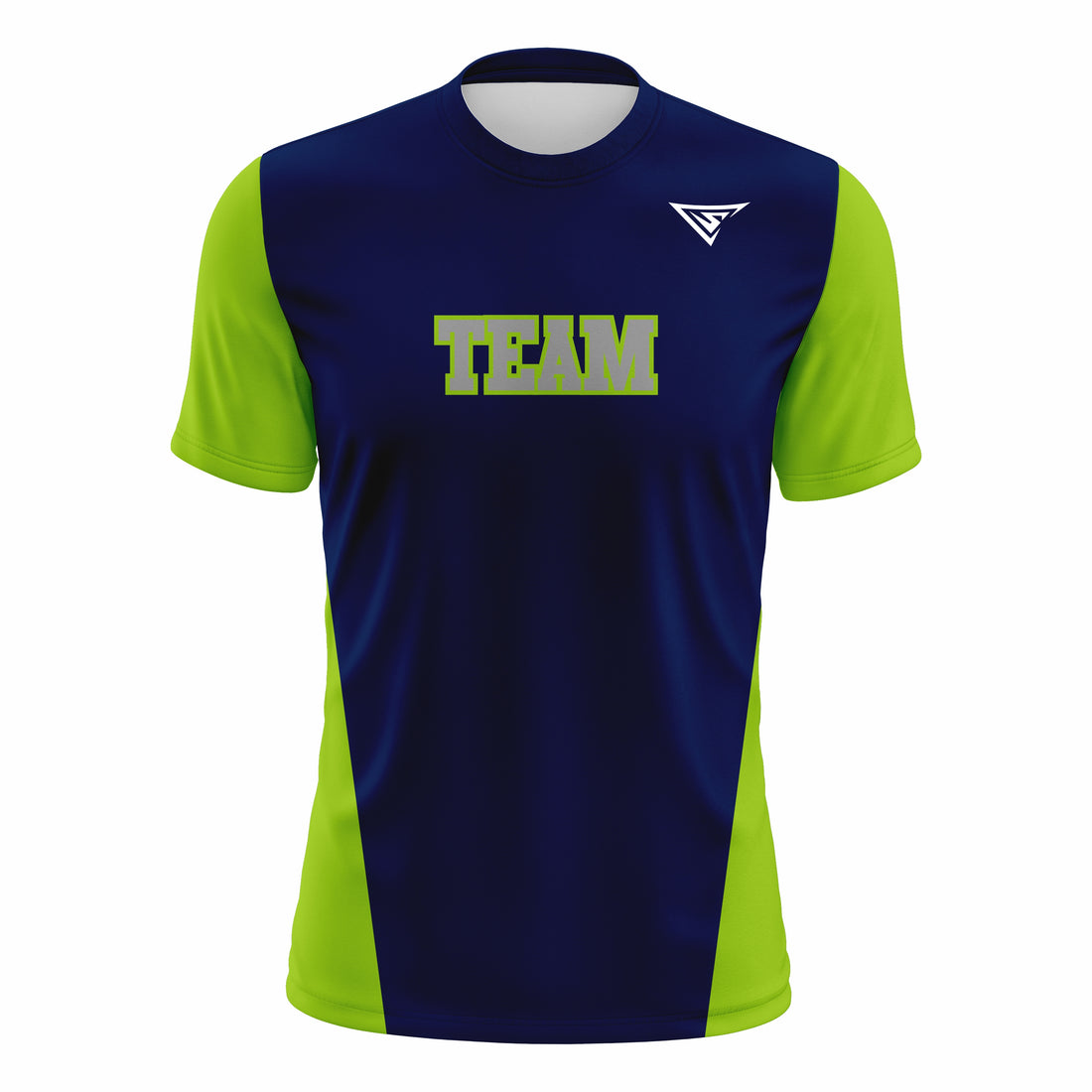 Custom Dark Blue & Green Crew Neck Softball Jerseys