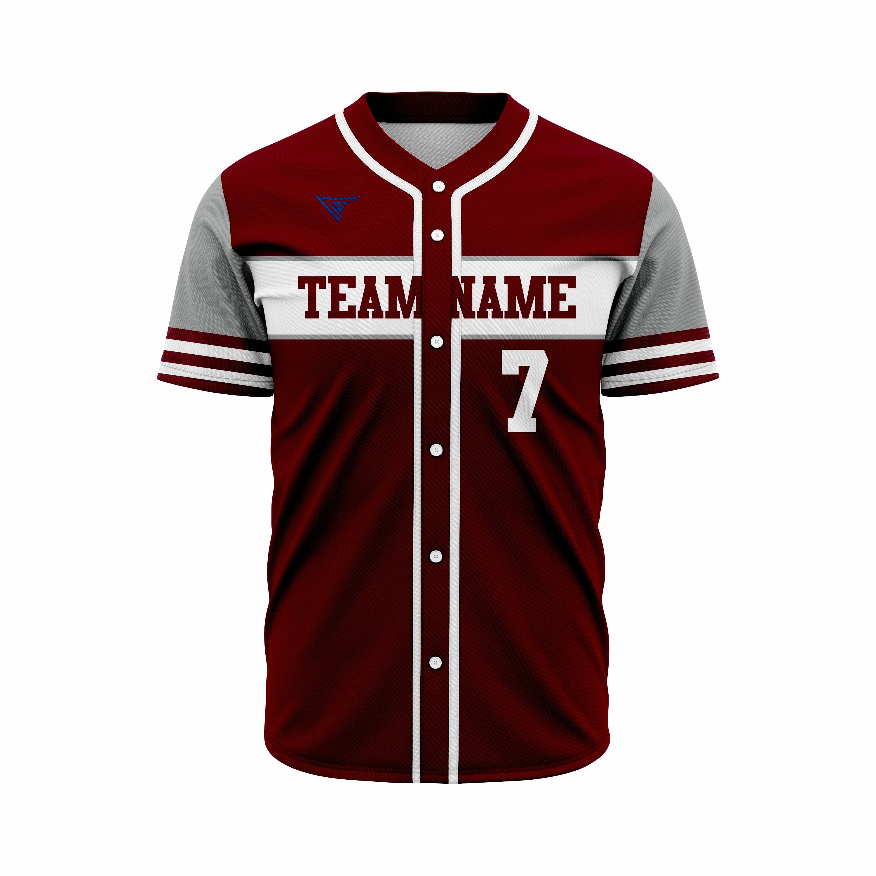 Custom Dark Red, Grey & White Authentic Softball full Buttons Jersey