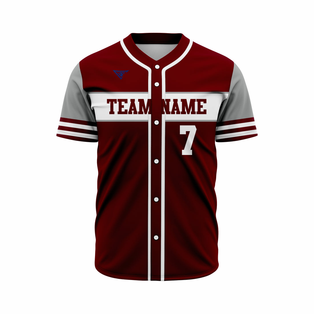 Custom Dark Red, Grey & White Authentic Softball full Buttons Jersey