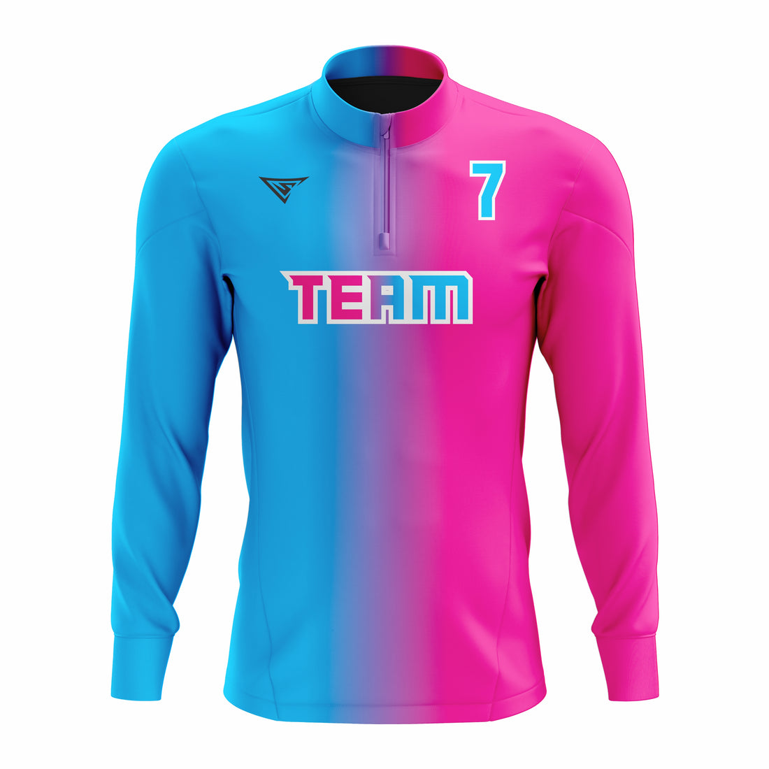 Custom Cyan, Pink & White ¼ ZIP LONG SLEEVE WARM UP SOFTBALL JACKET