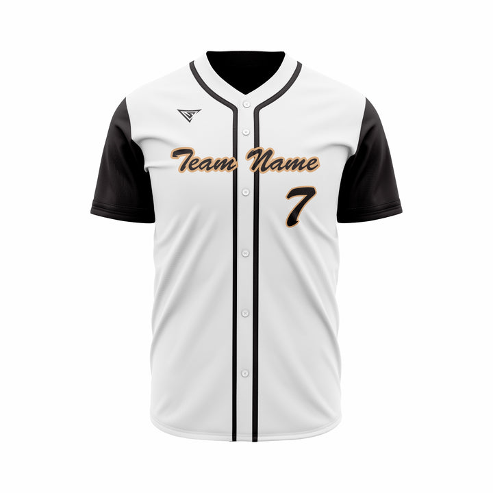 Custom White, Black & Green Authentic Baseball full Buttons Jersey