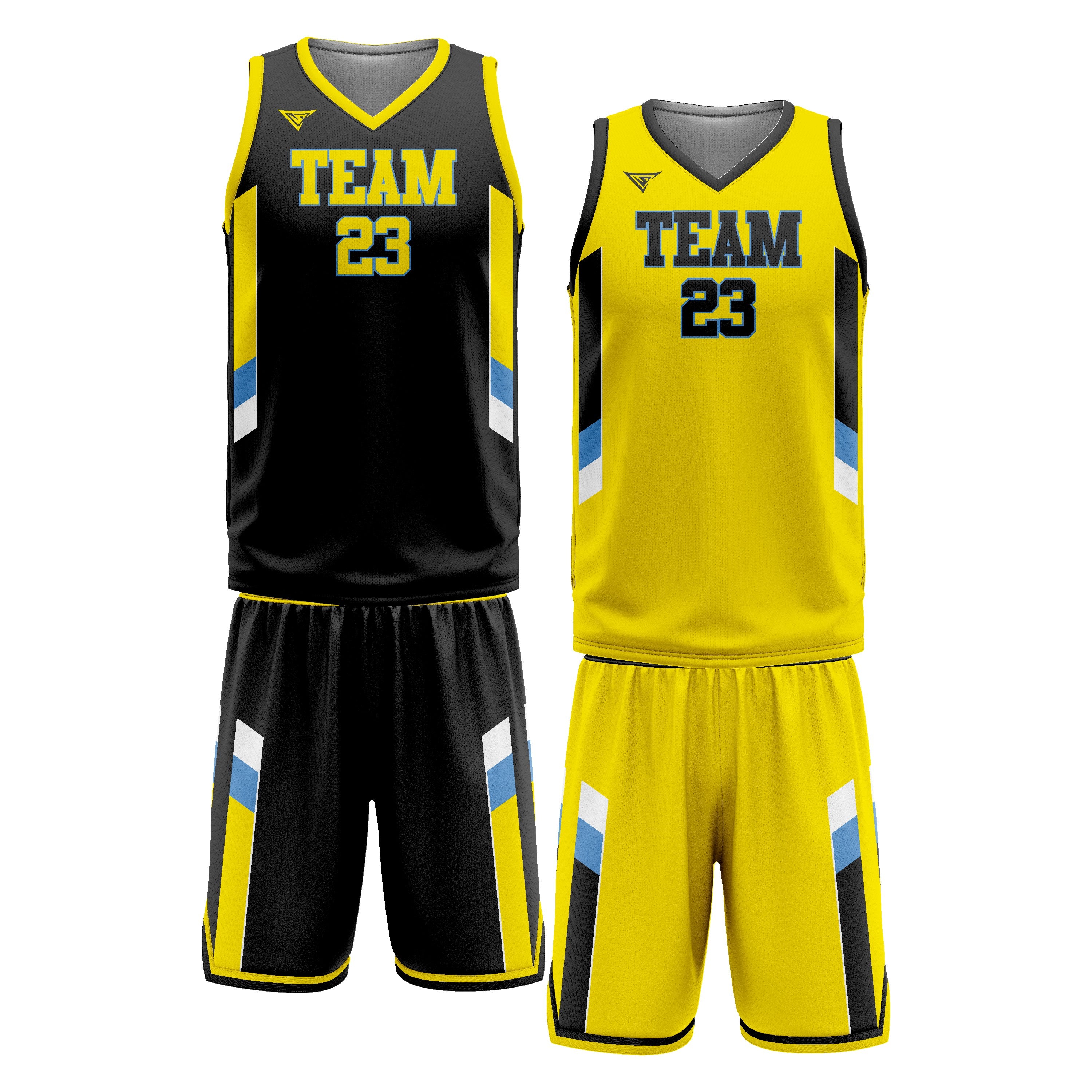 Custom Yellow Blue Black Double Side Basketball Uniform Set | Sports Custom Uniform