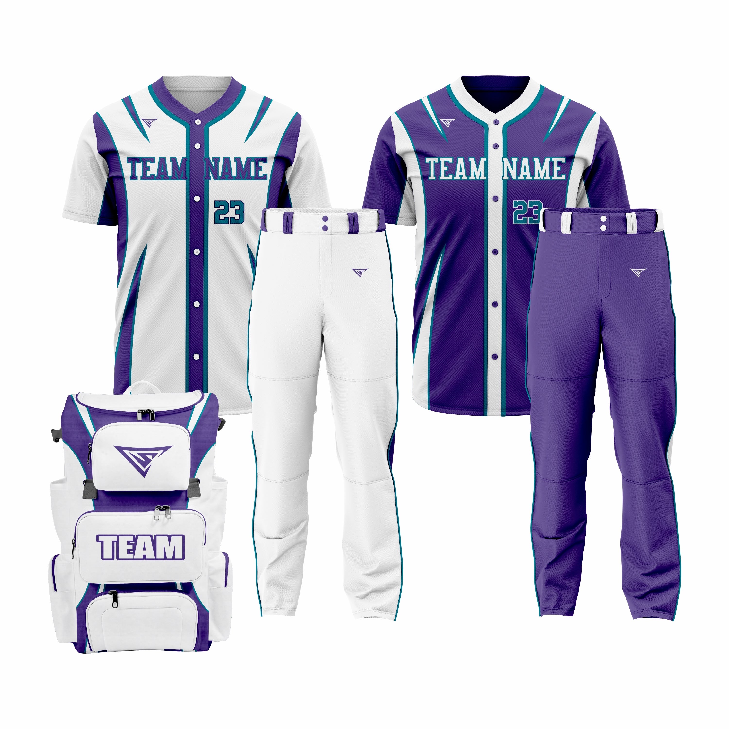 CUSTOM DARK BLUE & WHITE BASEBALL TEAM UNIFORM PACKAGE - ALL-STAR