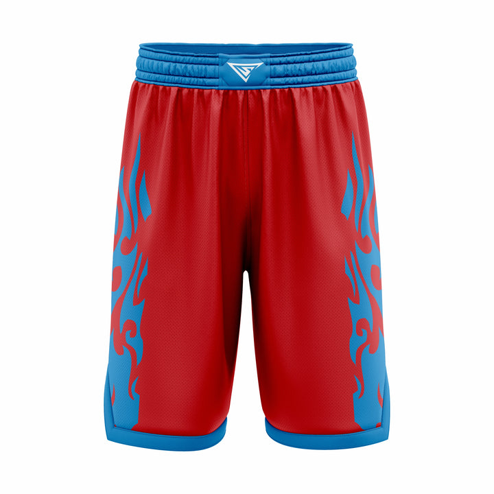 Custom Red & Cyan Authentic Basketball Shorts
