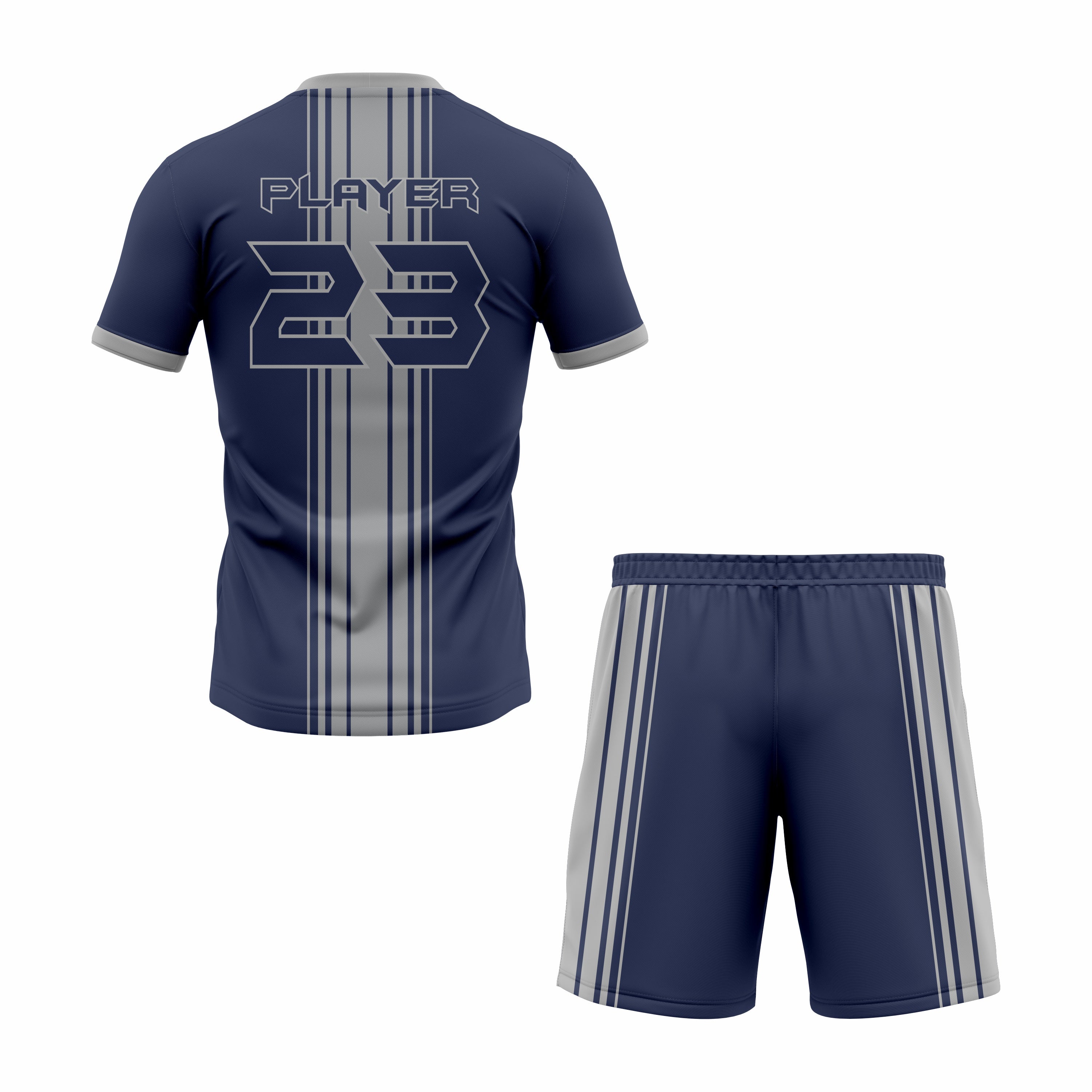 CUSTOM BLUE GREY SOCCER UNIFORM