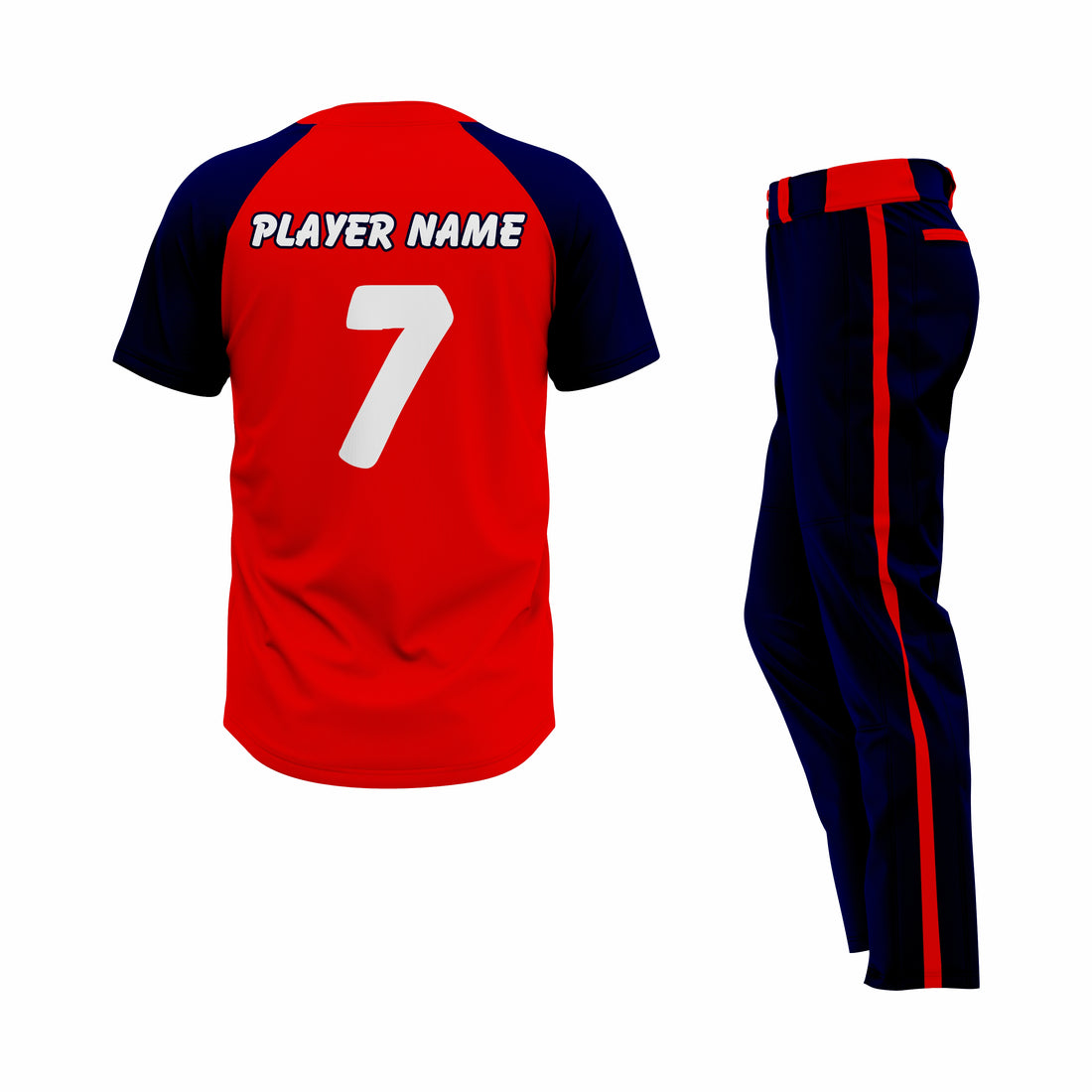Custom Dark Blue & Red Authentic Softball Uniform