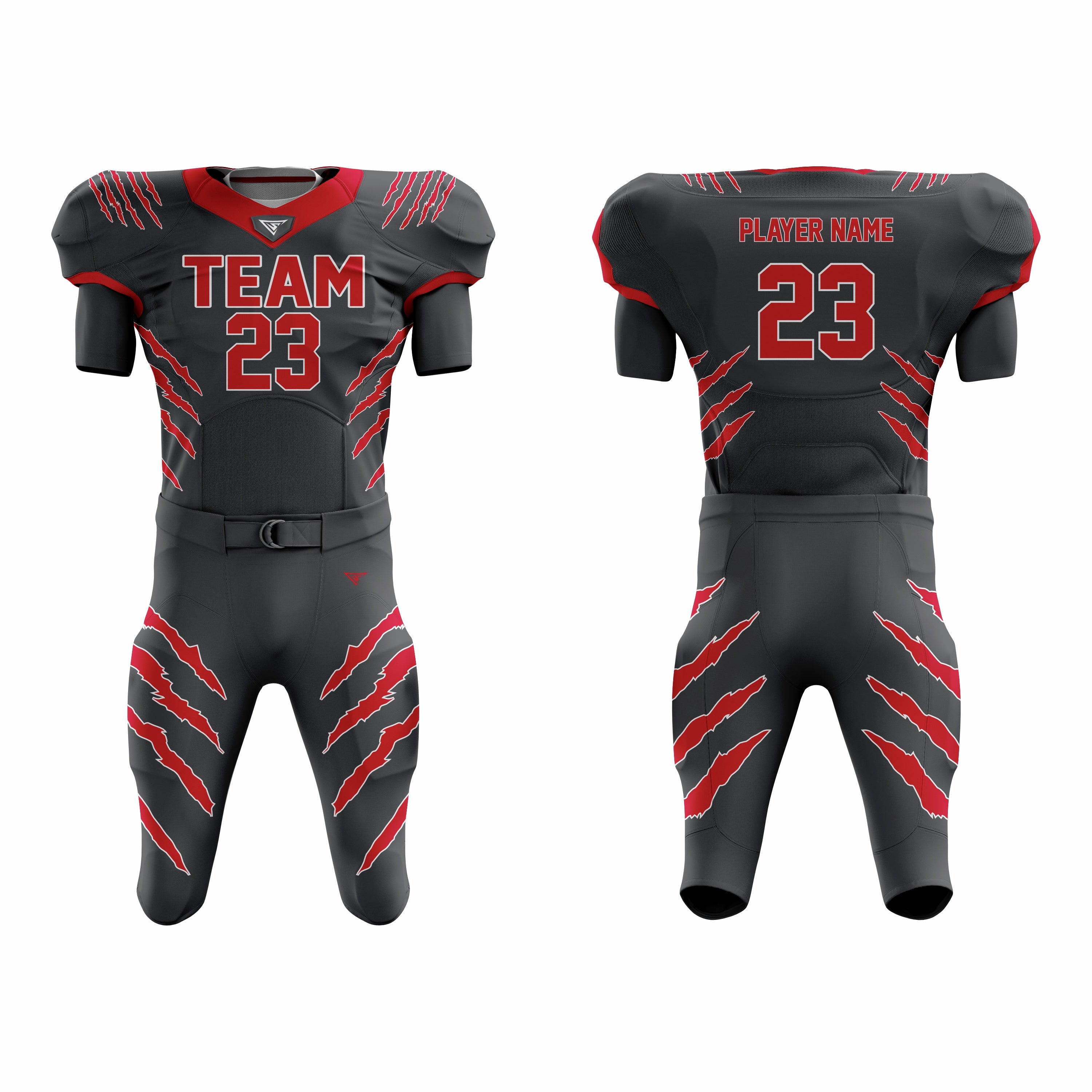 CUSTOM BLACK RED AMERICAN FOOTBALL UNIFORM