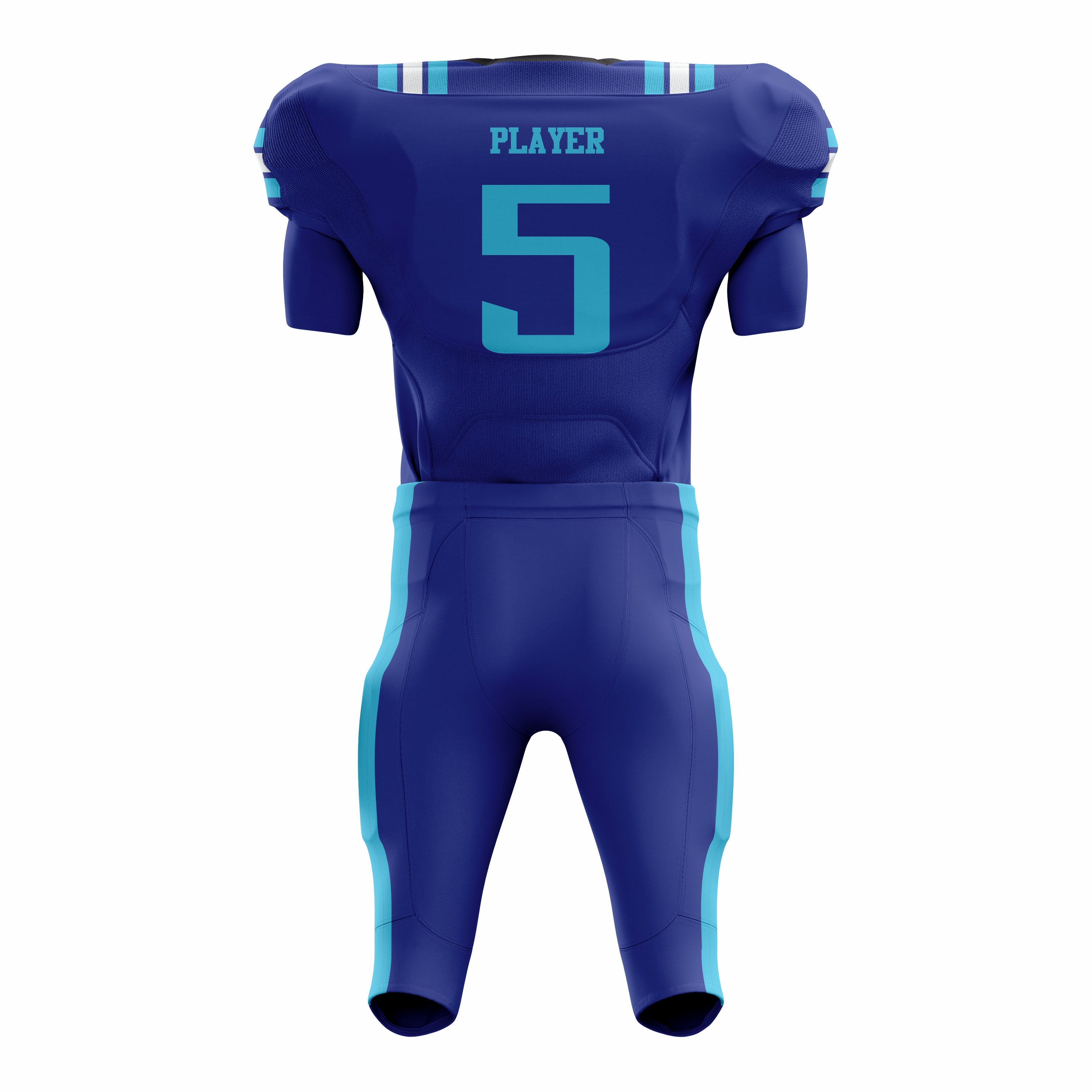 Custom Blue White American Football Uniforms with Integrated Pads