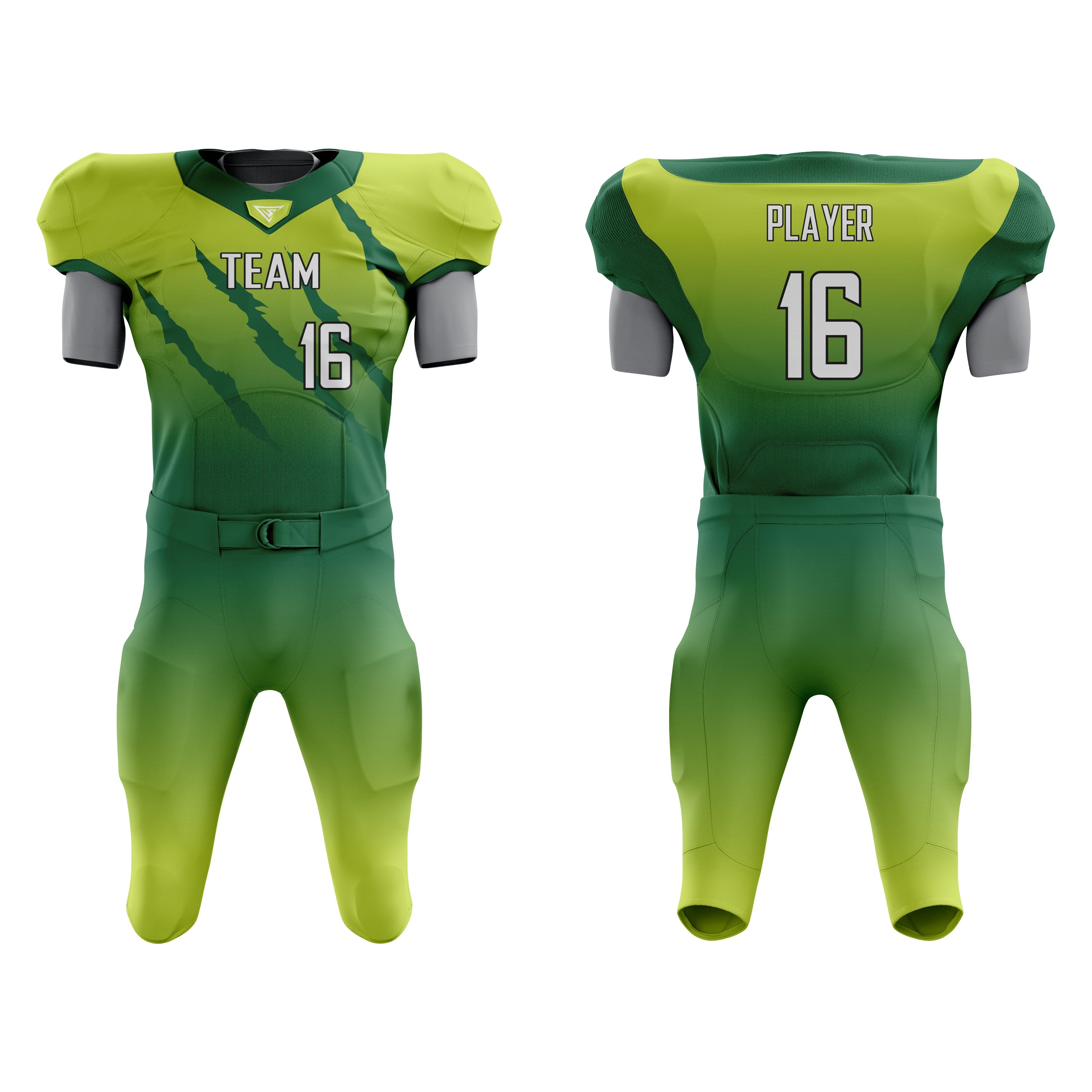 CUSTOM GREEN AMERICAN FOOTBALL UNIFORM