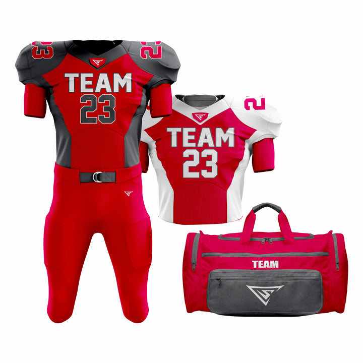 CUSTOM RED & WHITE AMERICAN FOOTBALL TEAM UNIFORM PACKAGE ALL STAR