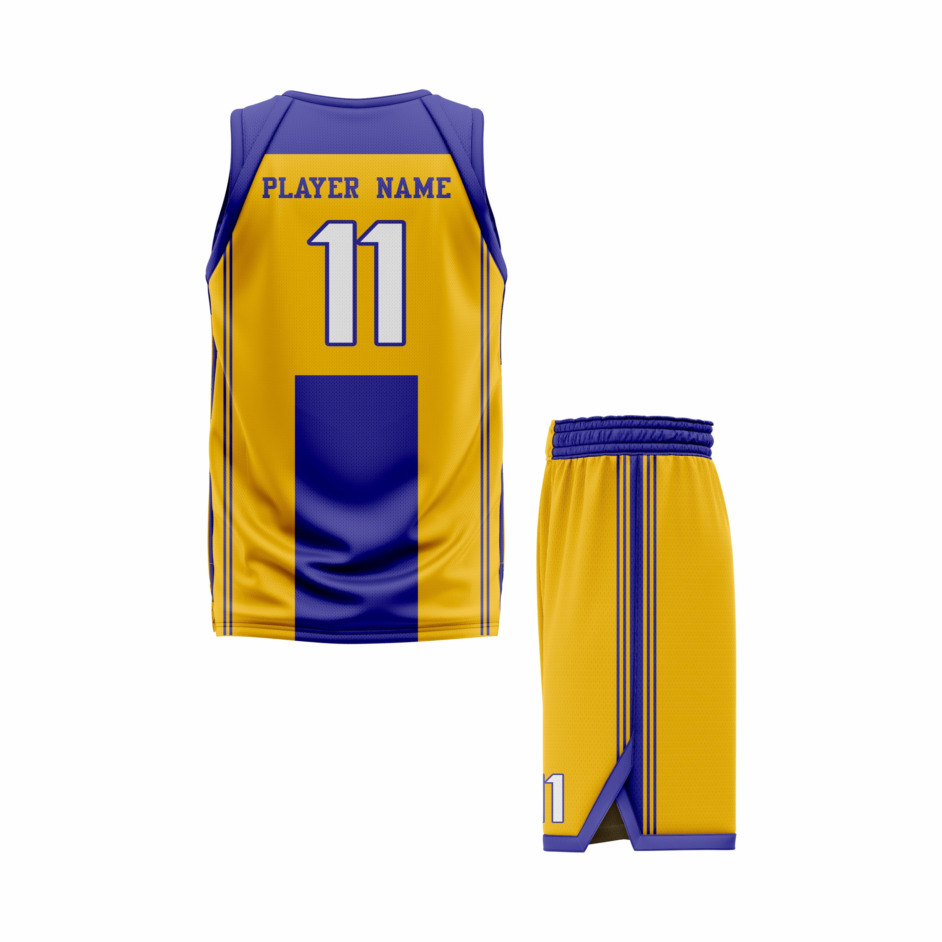 CUSTOM BLUE YELLOW BASKETBALL UNIFORM