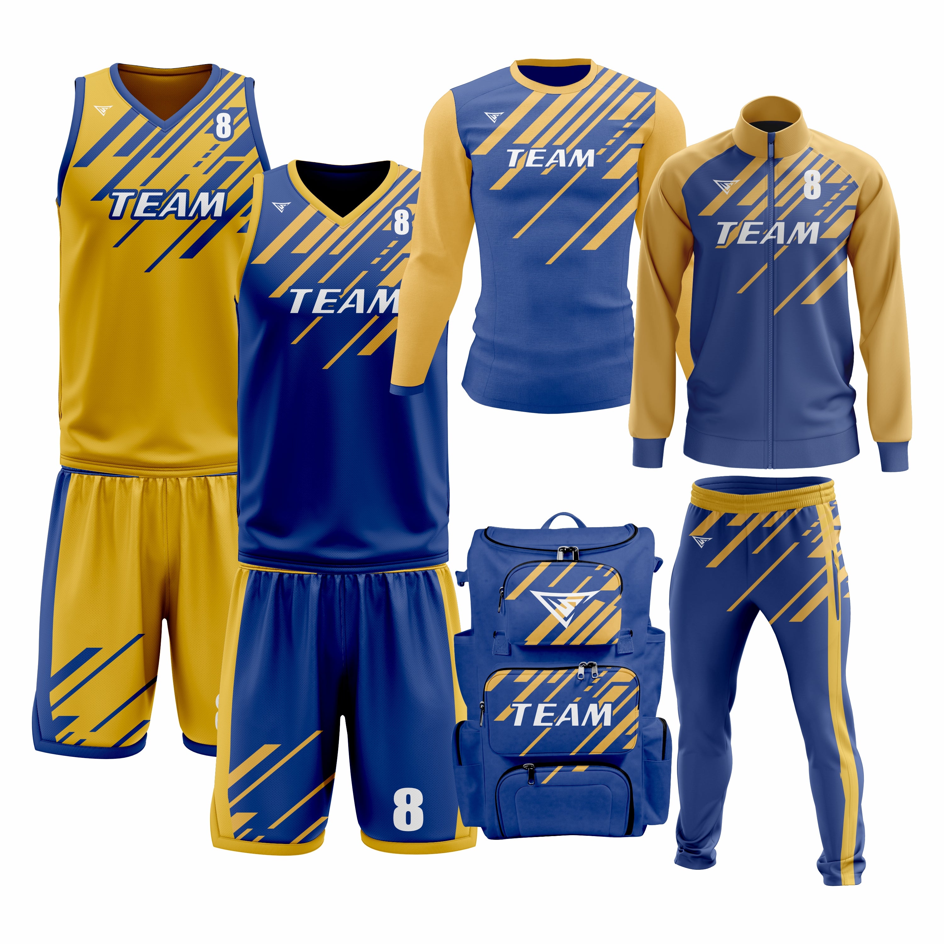 Custom Yellow Blue Basketball Team Uniform Package - MVP