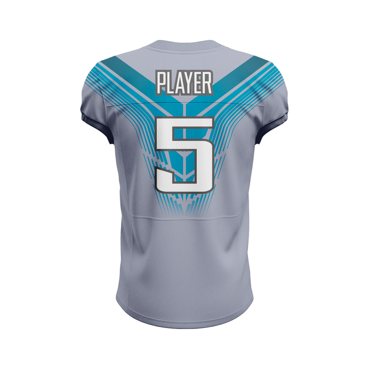 Custom Grey & Cyan American Football Jersey
