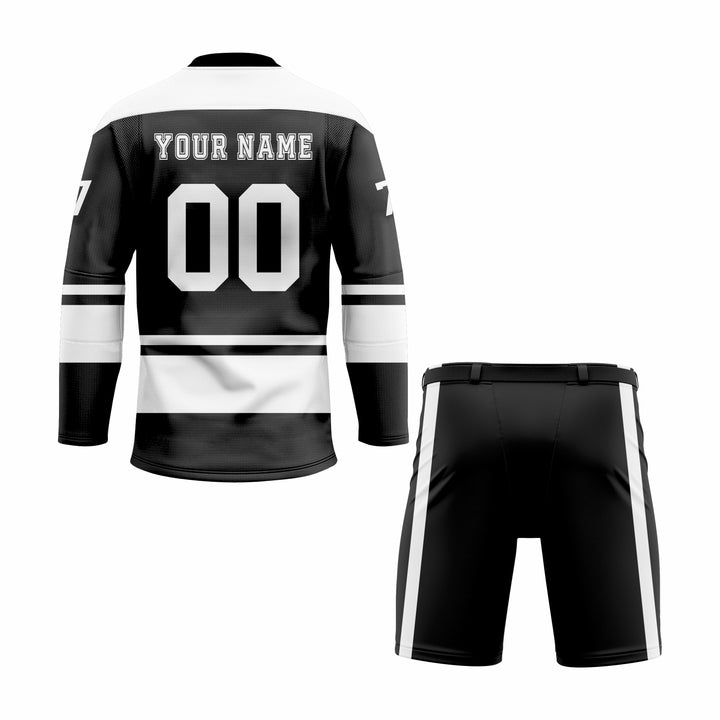 Custom Black & White V-Neck Hockey Uniform