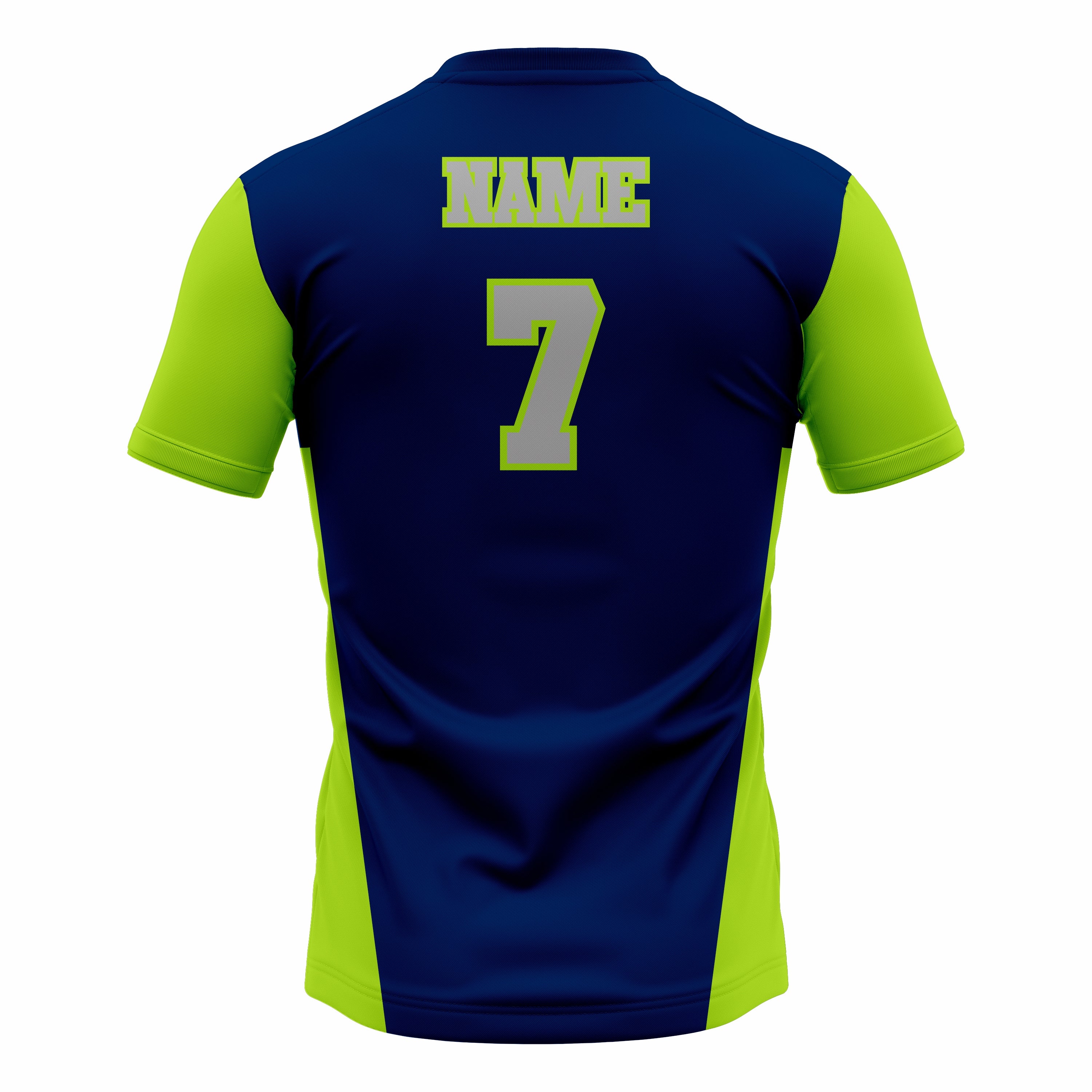 Custom Dark Blue & Green Crew Neck Softball Jerseys