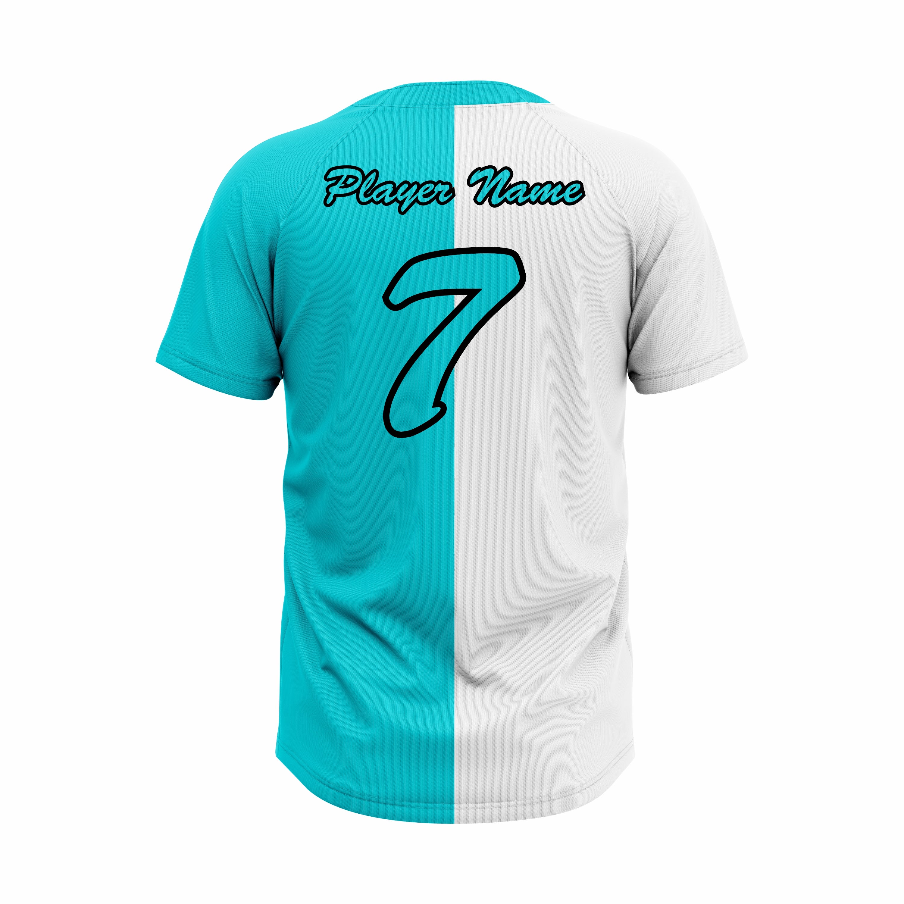 Custom White & Cyan Authentic Baseball two Buttons Jersey