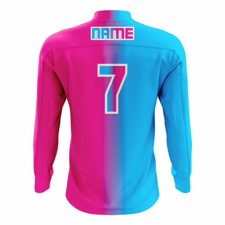 Custom Cyan, Pink & White ¼ ZIP LONG SLEEVE CAGE JACKET