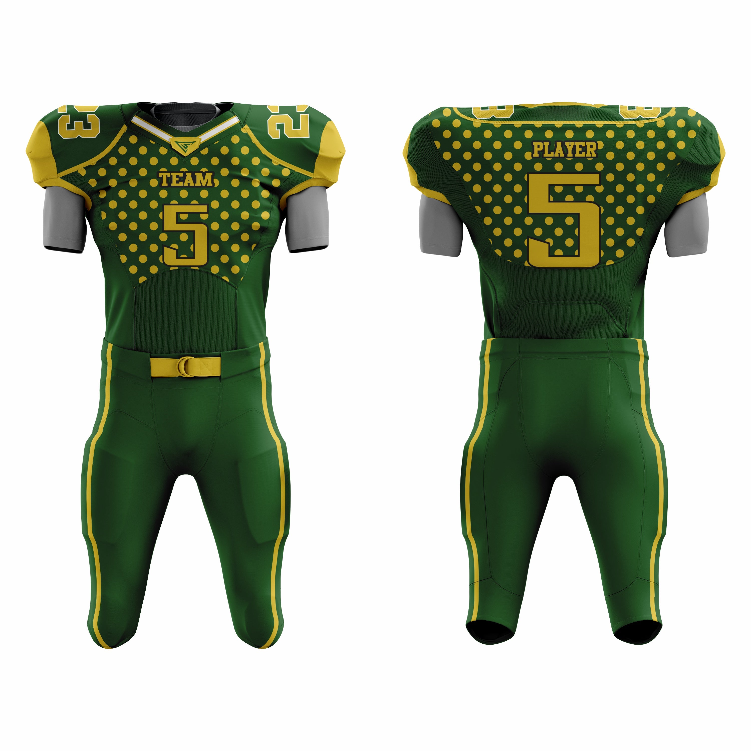 CUSTOM GREEN YELLOW AMERICAN FOOTBALL UNIFORM