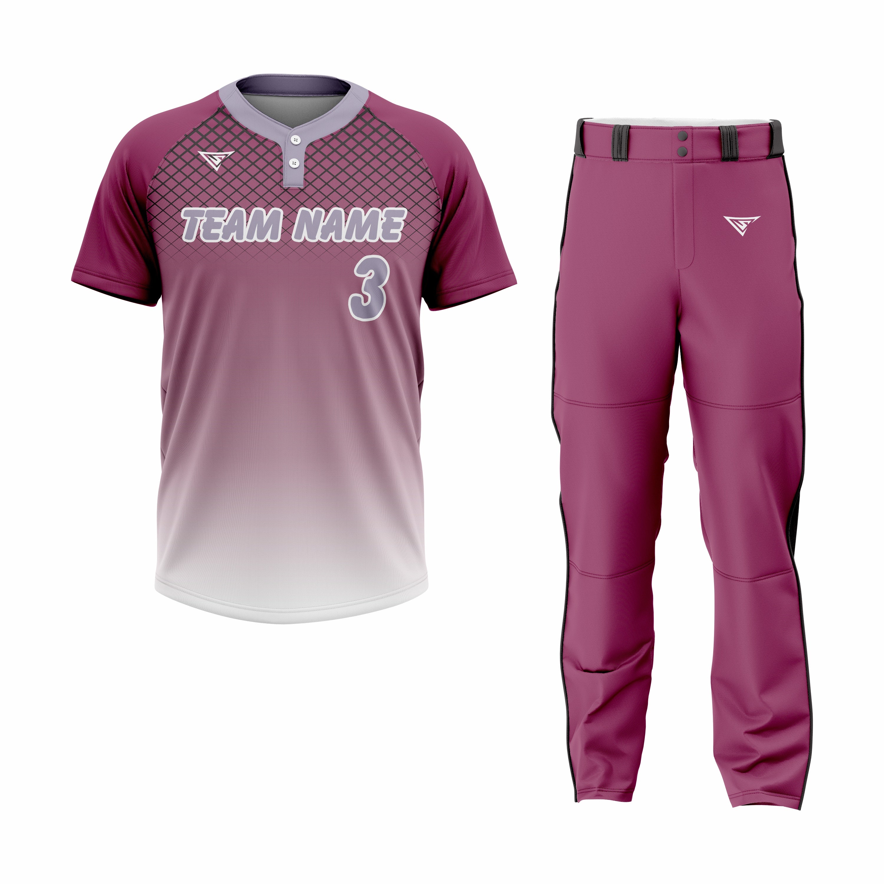 CUSTOM GREY MAROON BASEBALL UNIFORM
