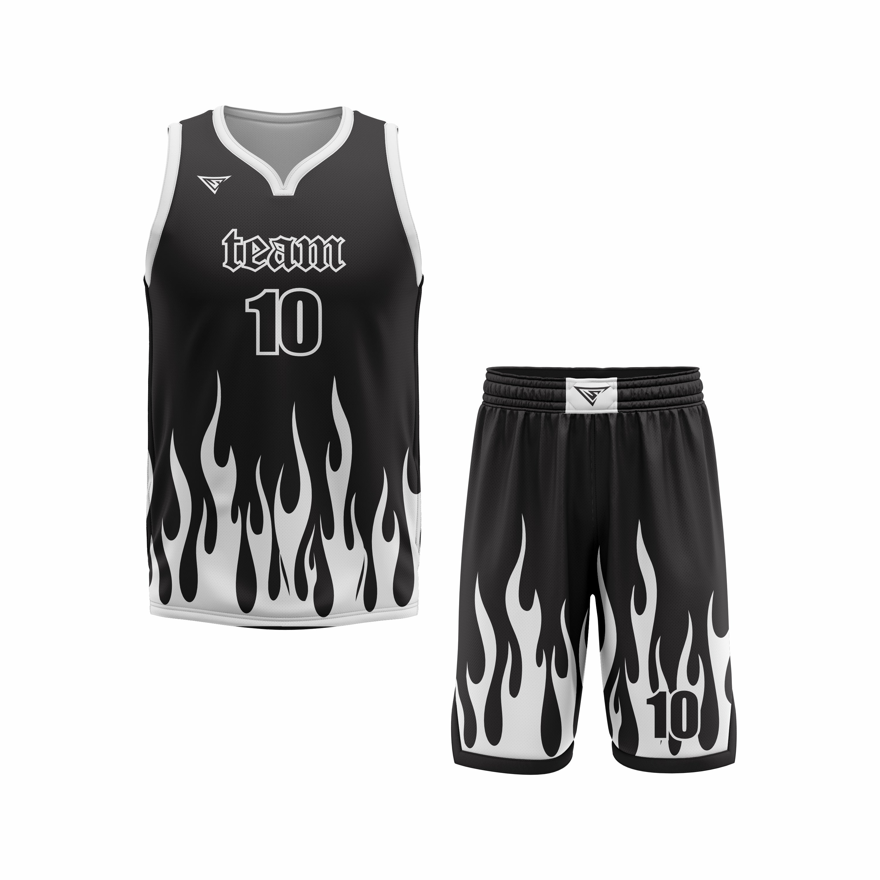 CUSTOM BLACK WHITE BASKETBALL UNIFORM