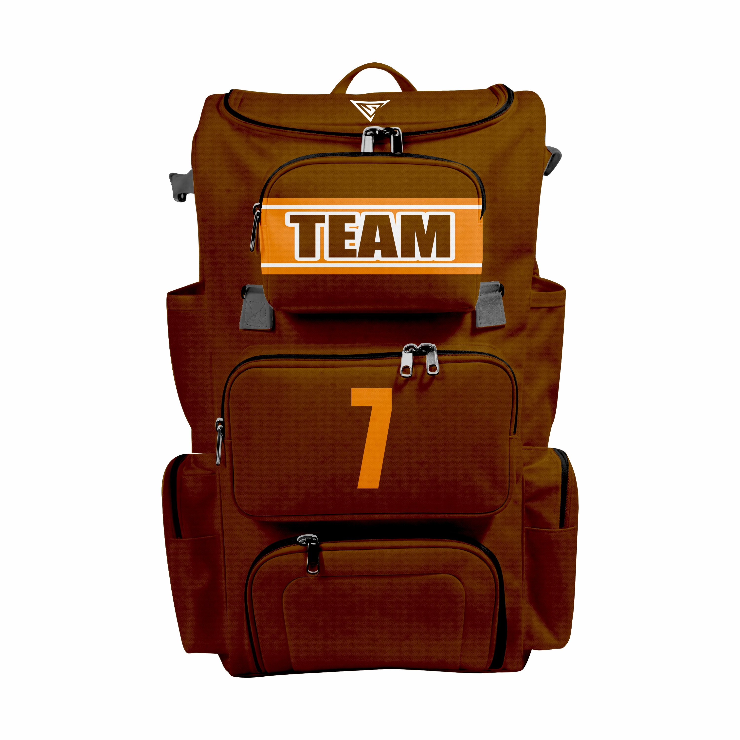CUSTOM BROWN & ORANGE ELITE BASEBALL/SOFTBALL BACKPACKS