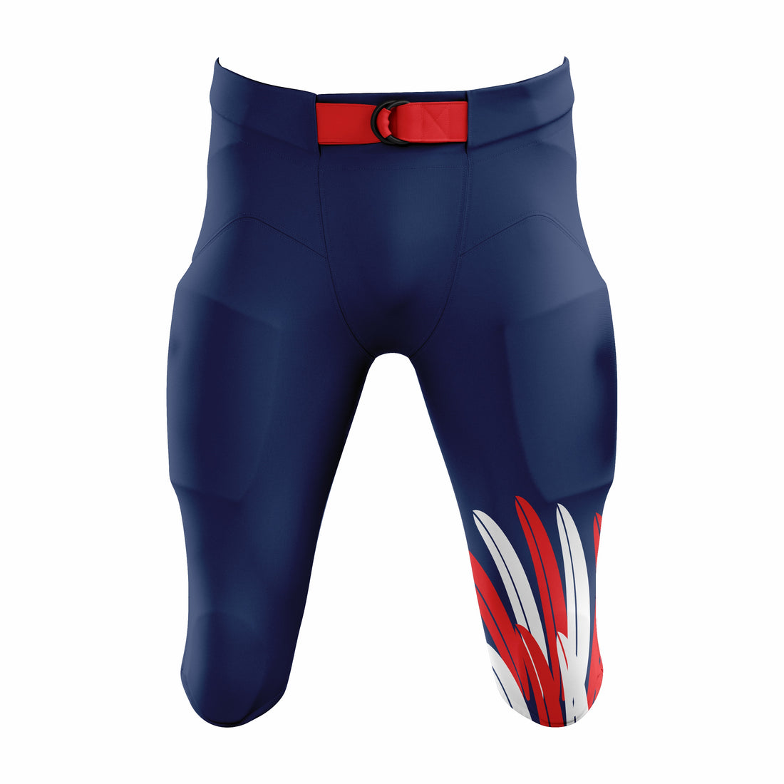 Custom Navy Blue, Red & White American Football Pant