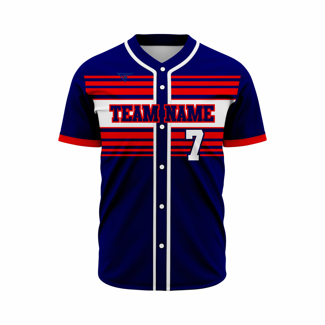 Custom Dark Blue, White & Red Authentic Softball full Buttons Jersey