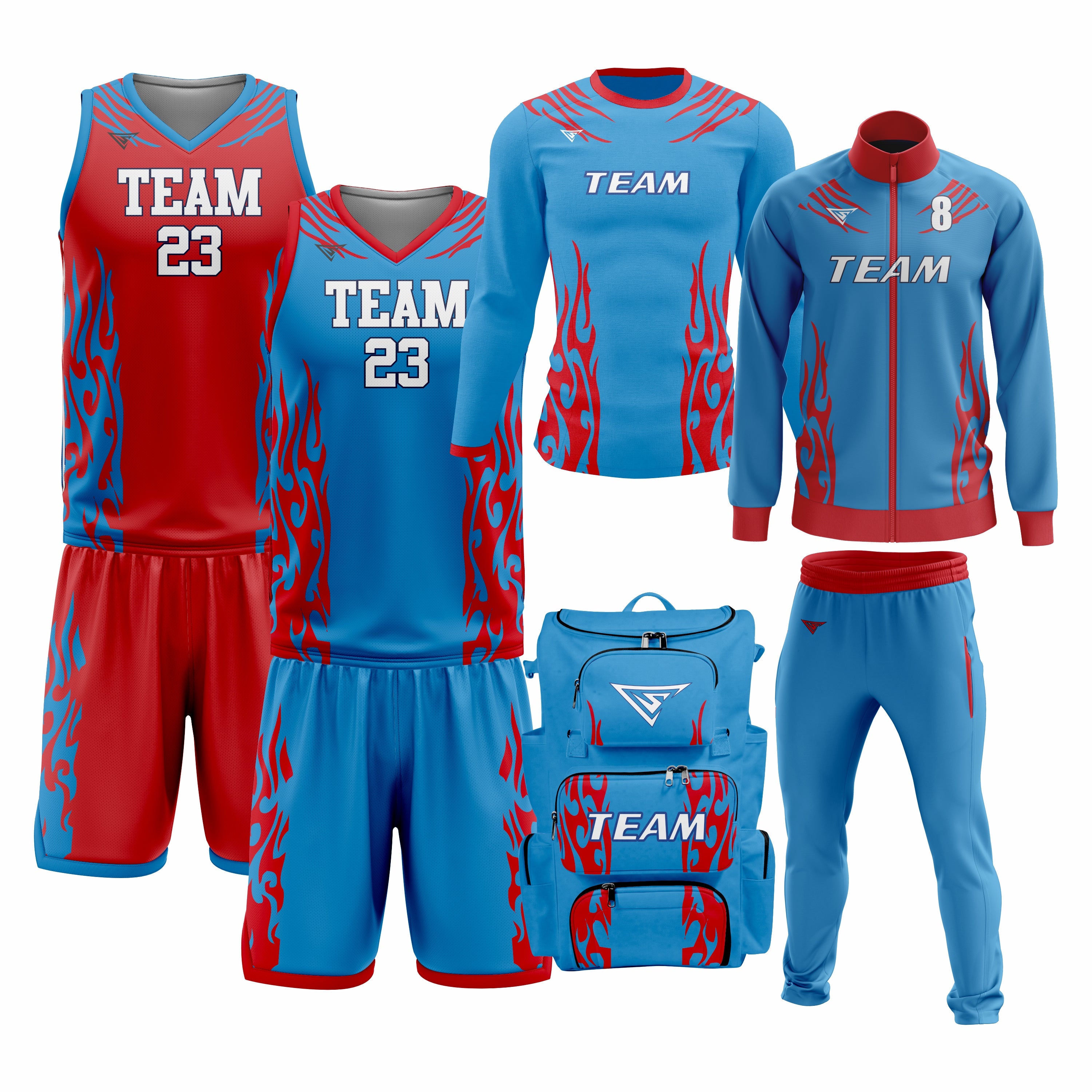 Custom Red Blue Basketball Team Uniform Package - MVP