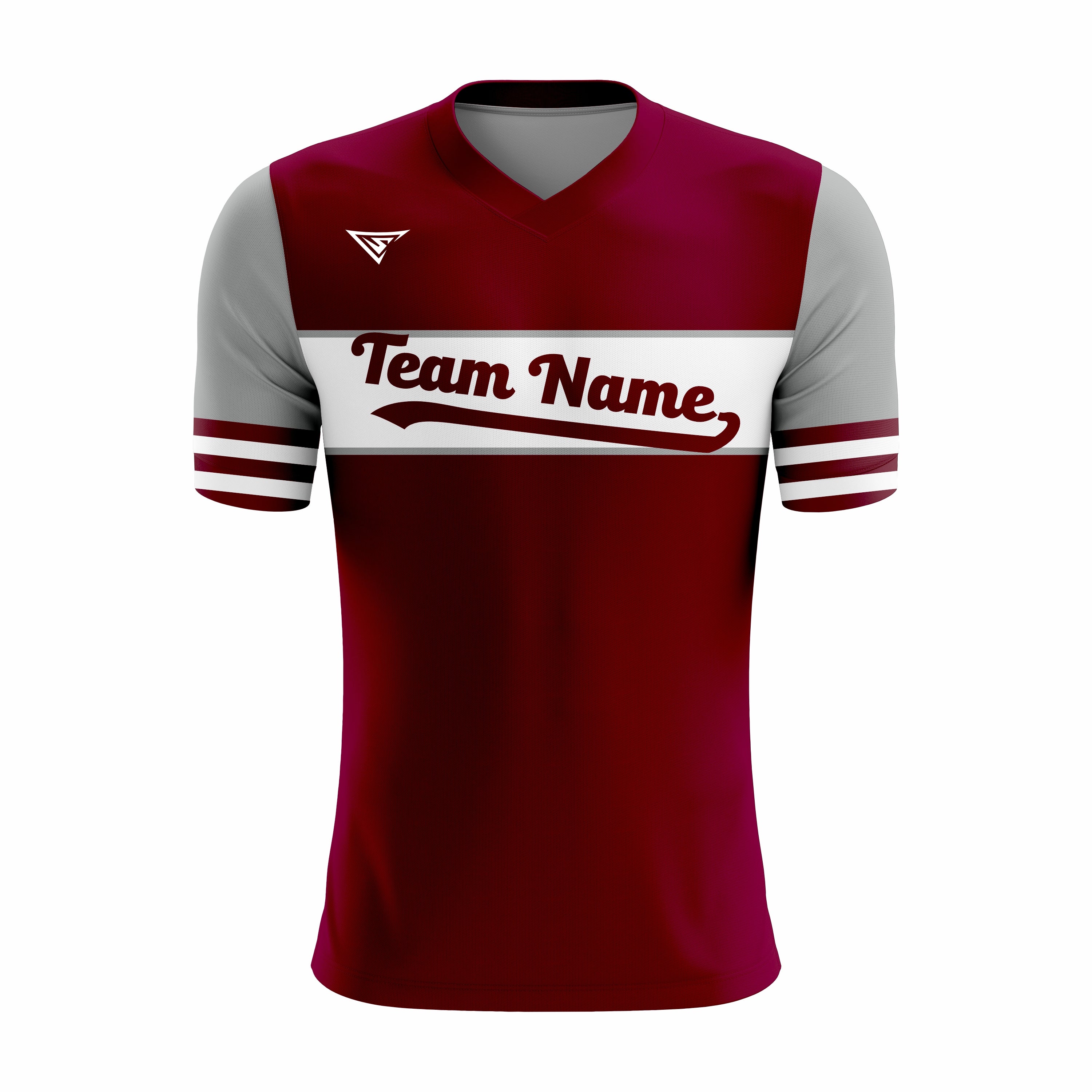 Custom Dark red, grey & White V-Neck Softball Jerseys