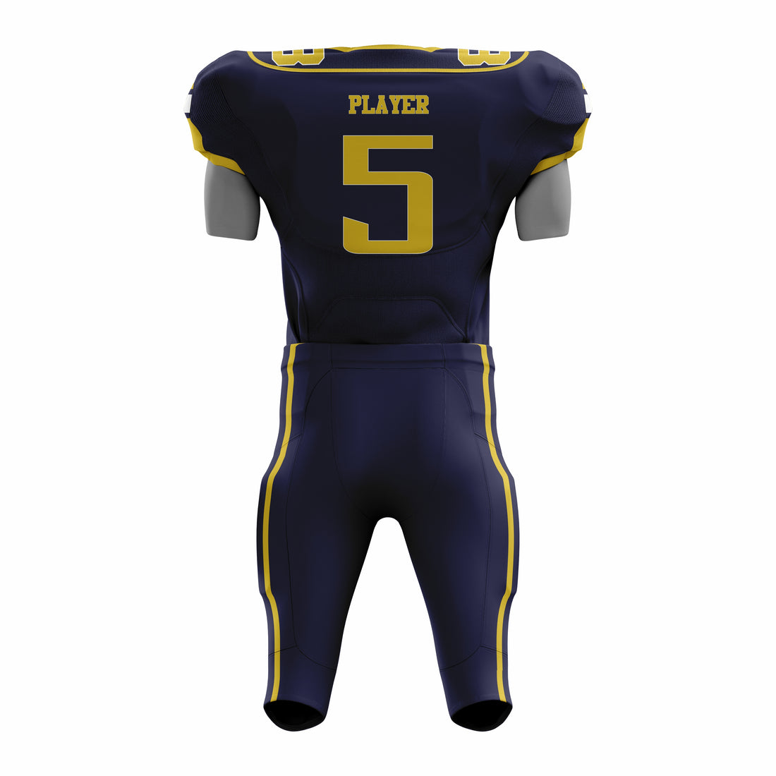 Custom Navy Blue yellow white Authentic Football Uniform  (with Integrated Pads)