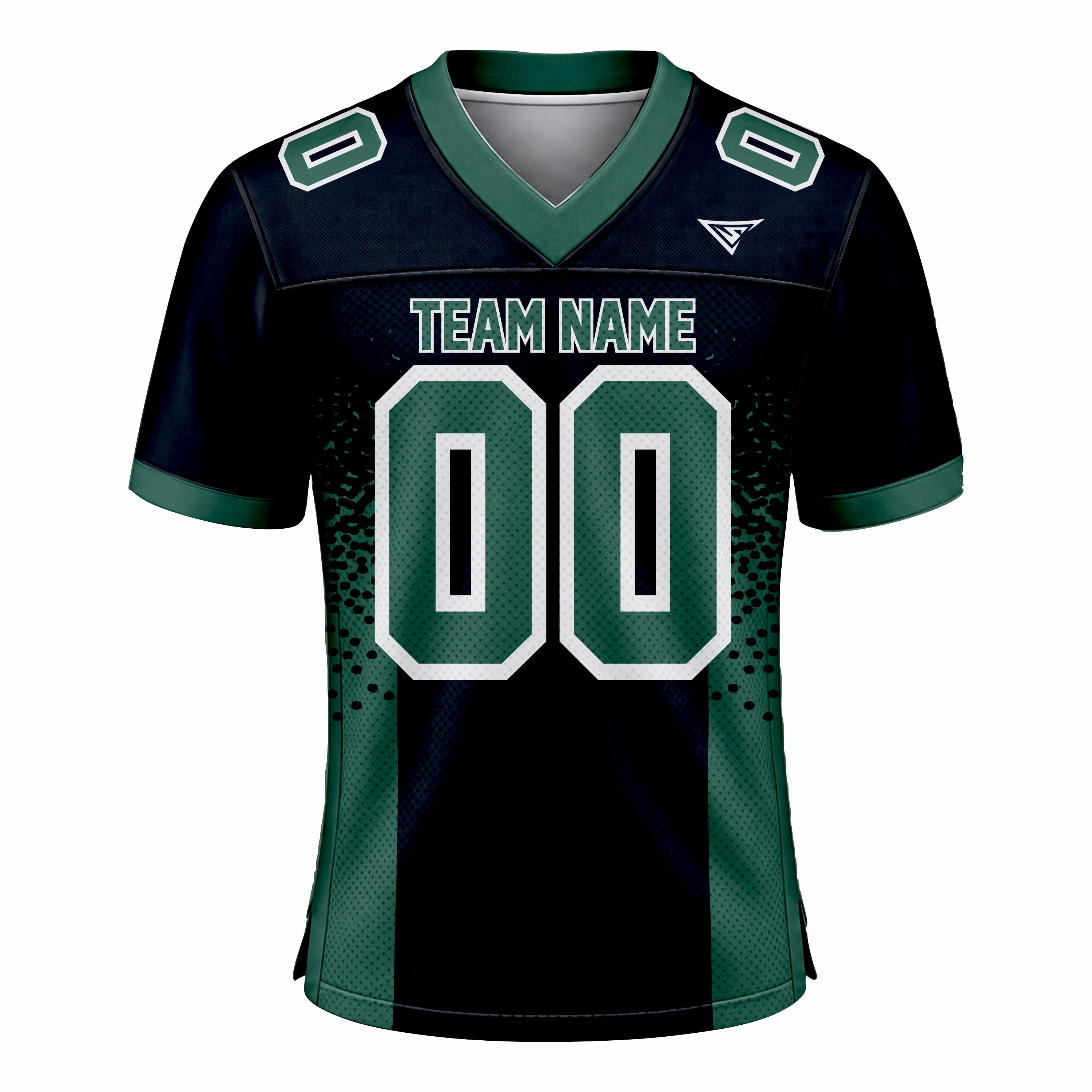 Custom Dark Blue & Green American Football Fan Jersey