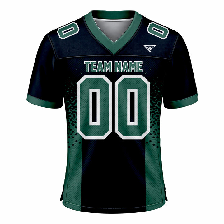 Custom Dark Blue & Green American Football Fan Jersey