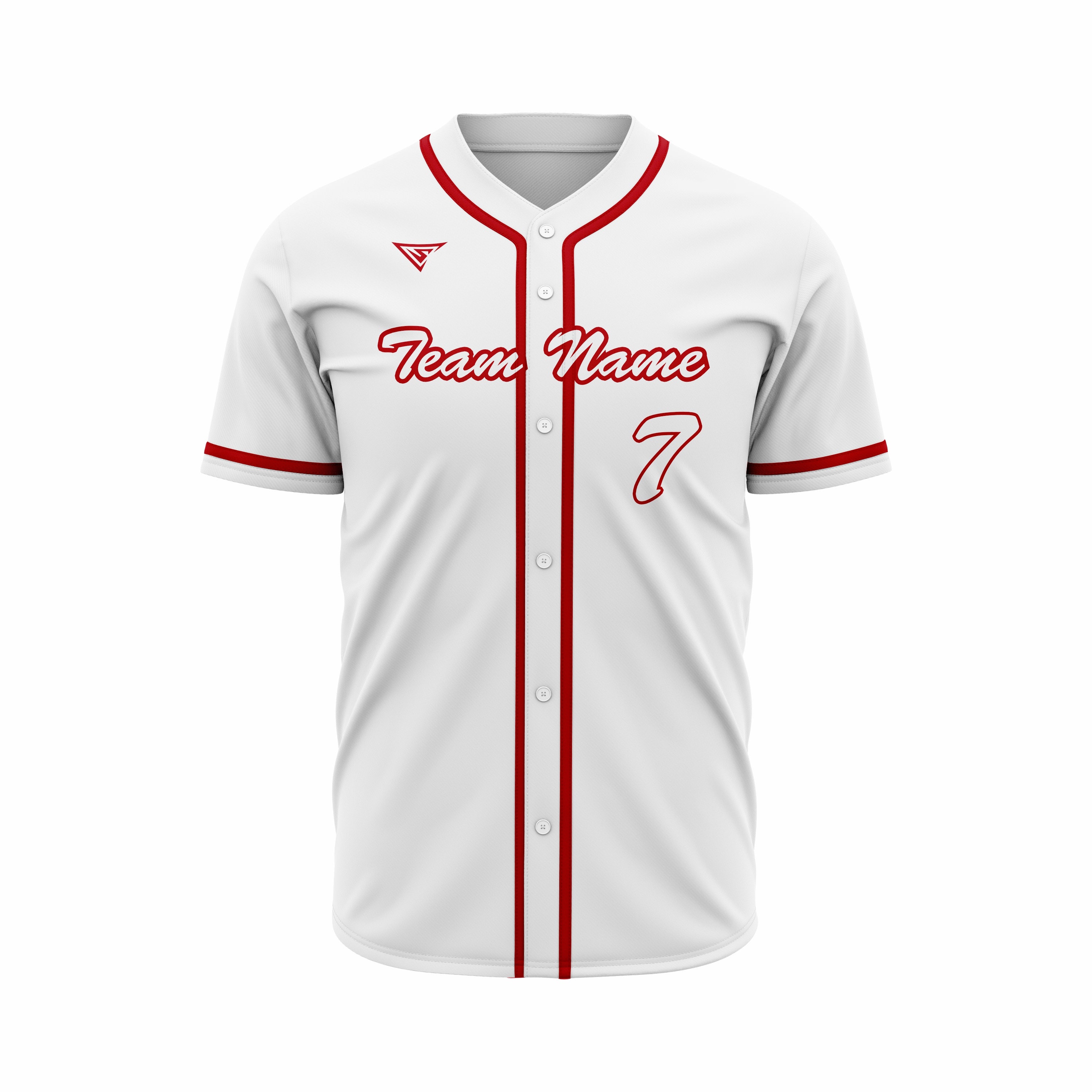 Custom White & Red Authentic Baseball full Buttons Jersey