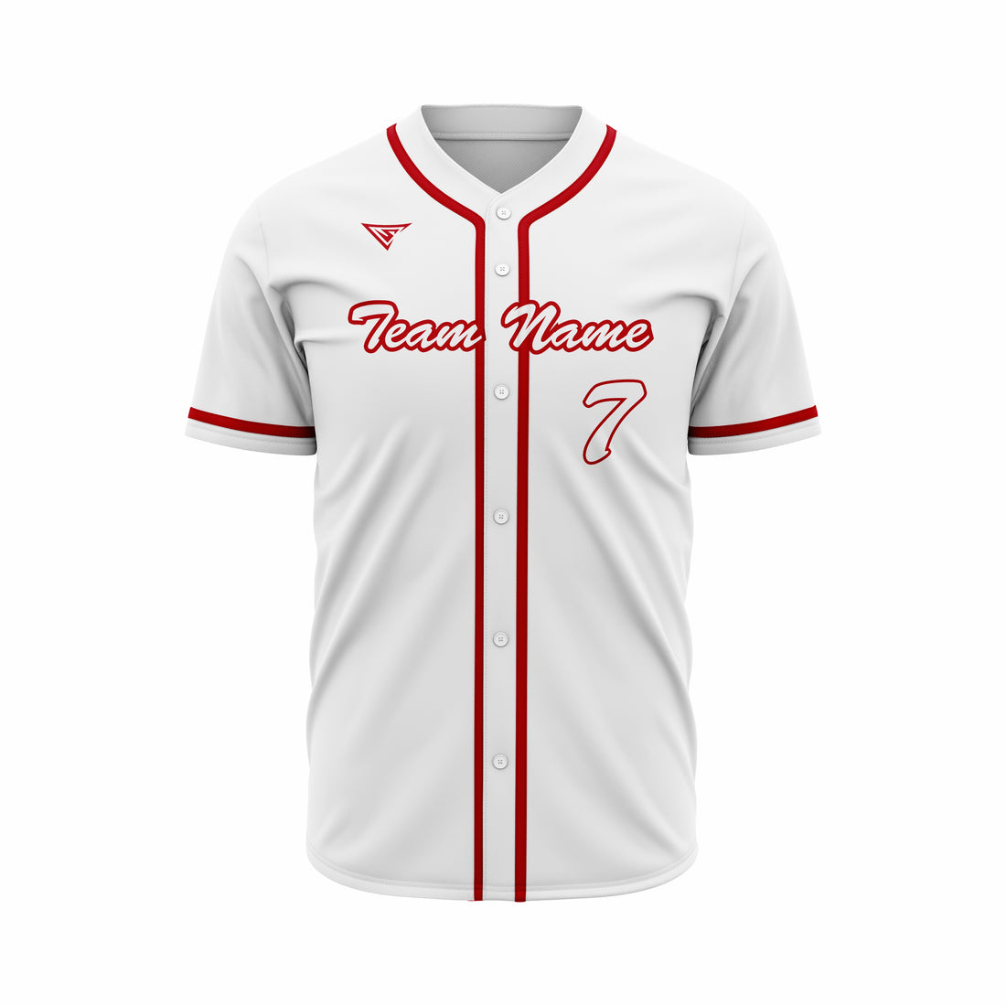 Custom White & Red Authentic Baseball full Buttons Jersey