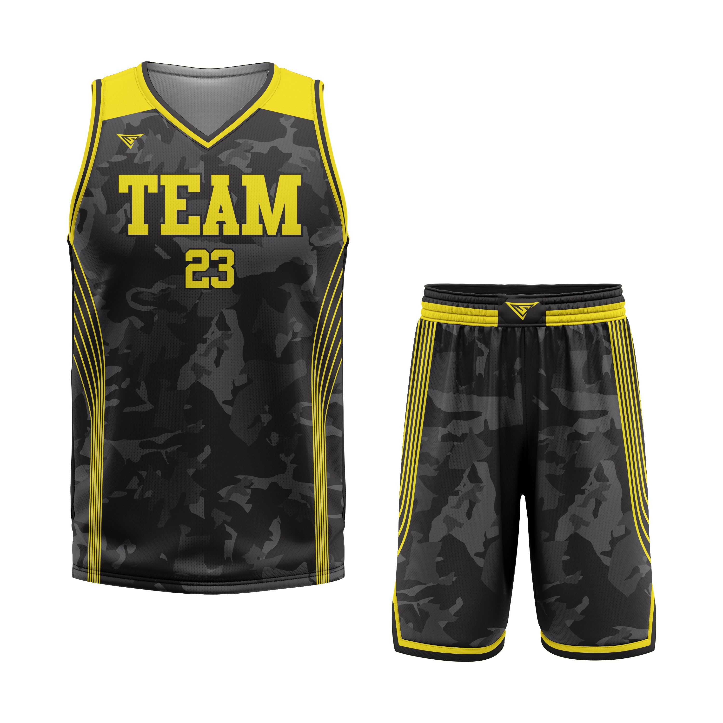 CUSTOM YELLOW BLACK BASKETBALL UNIFORM