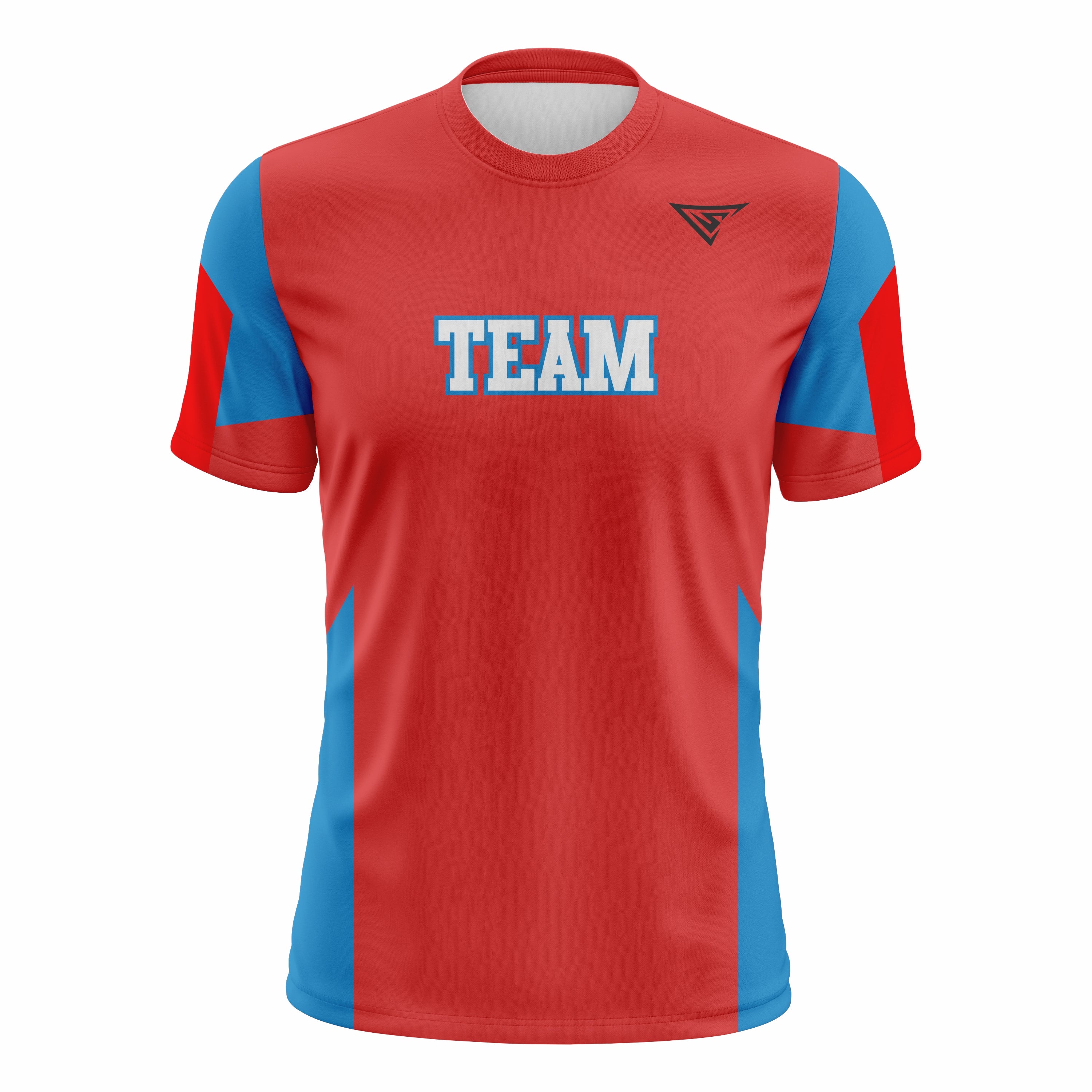 Custom Red, Blue & White Crew Neck Softball Jerseys