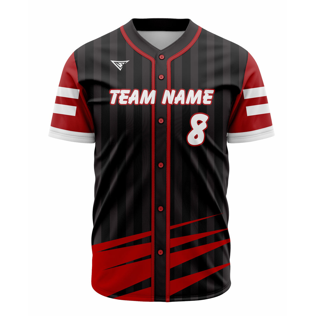 CUSTOM BLACK WHITE RED  AUTHENTIC BASEBALL JERSEY