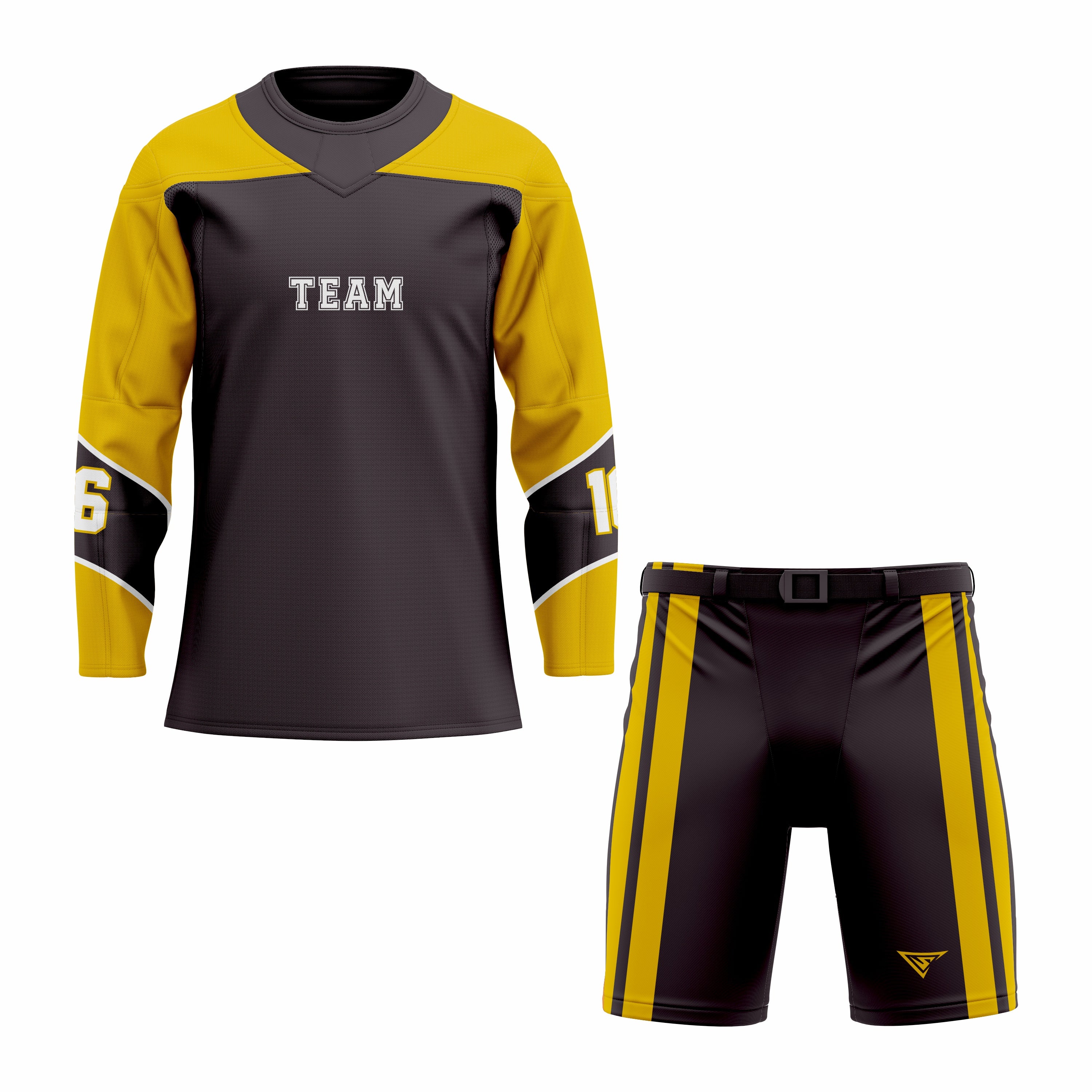 CUSTOM BLACK YELLOW HOCKEY UNIFORM