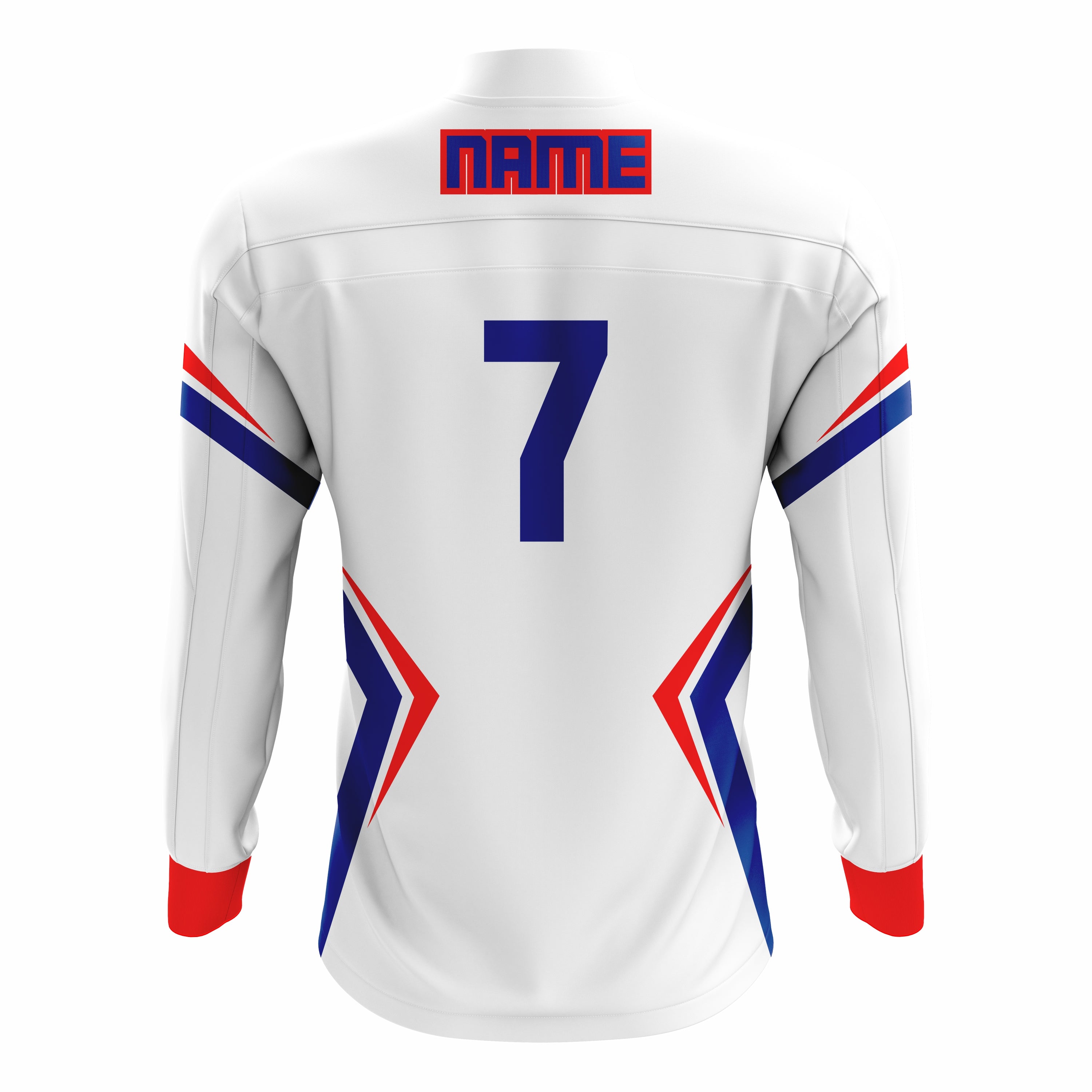 Custom White, Blue & Red ¼ ZIP LONG SLEEVE WARM UP SOFTBALL JACKET