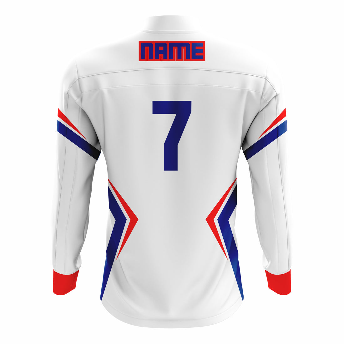 Custom White, Blue & Red ¼ ZIP LONG SLEEVE WARM UP SOFTBALL JACKET