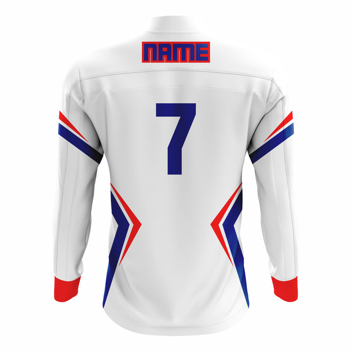 Custom White, Blue & Red ¼ ZIP LONG SLEEVE CAGE JACKET