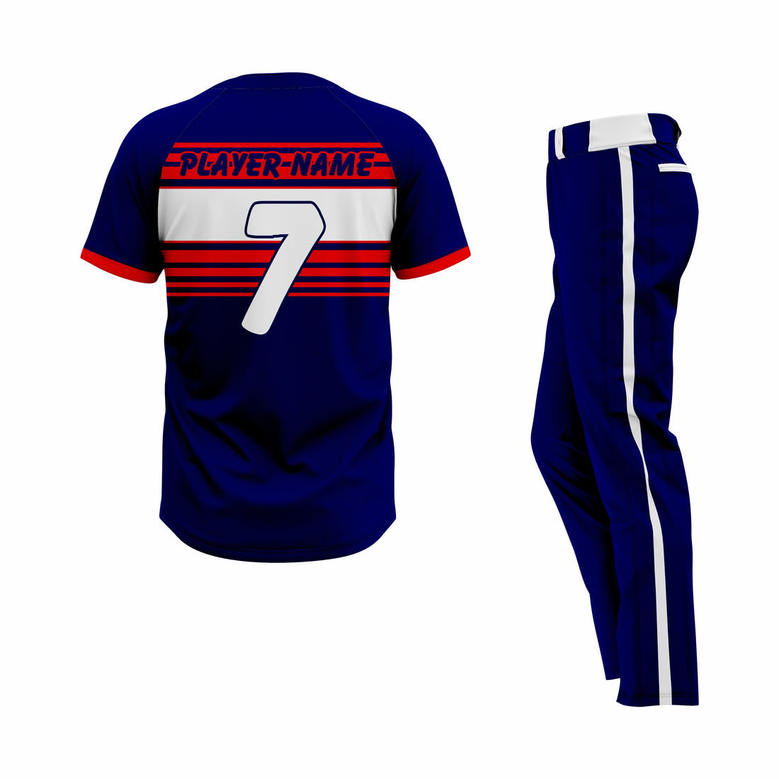 Custom Dark Blue, Red & White Authentic Softball Uniform