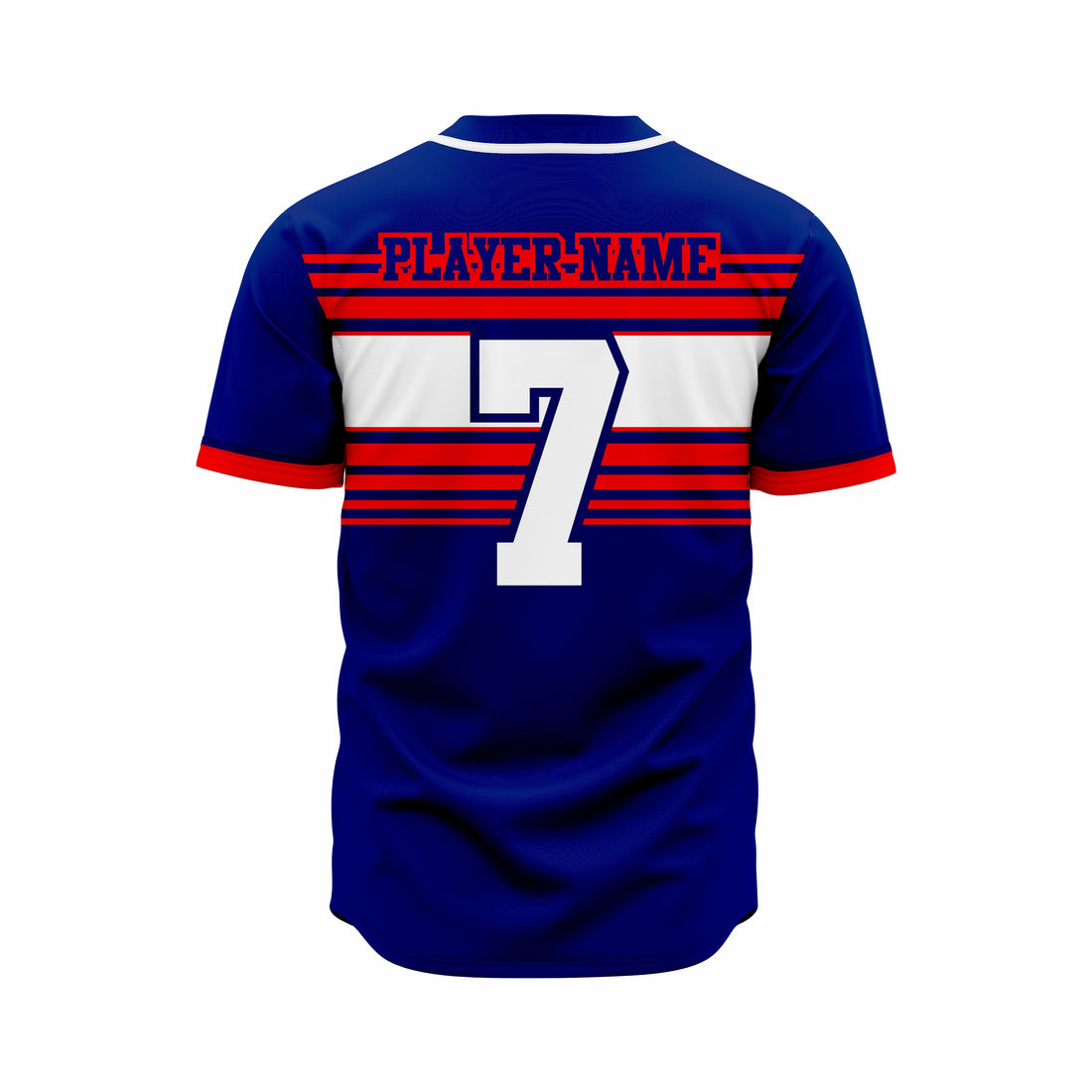 Custom Dark Blue, White & Red Authentic Softball full Buttons Jersey